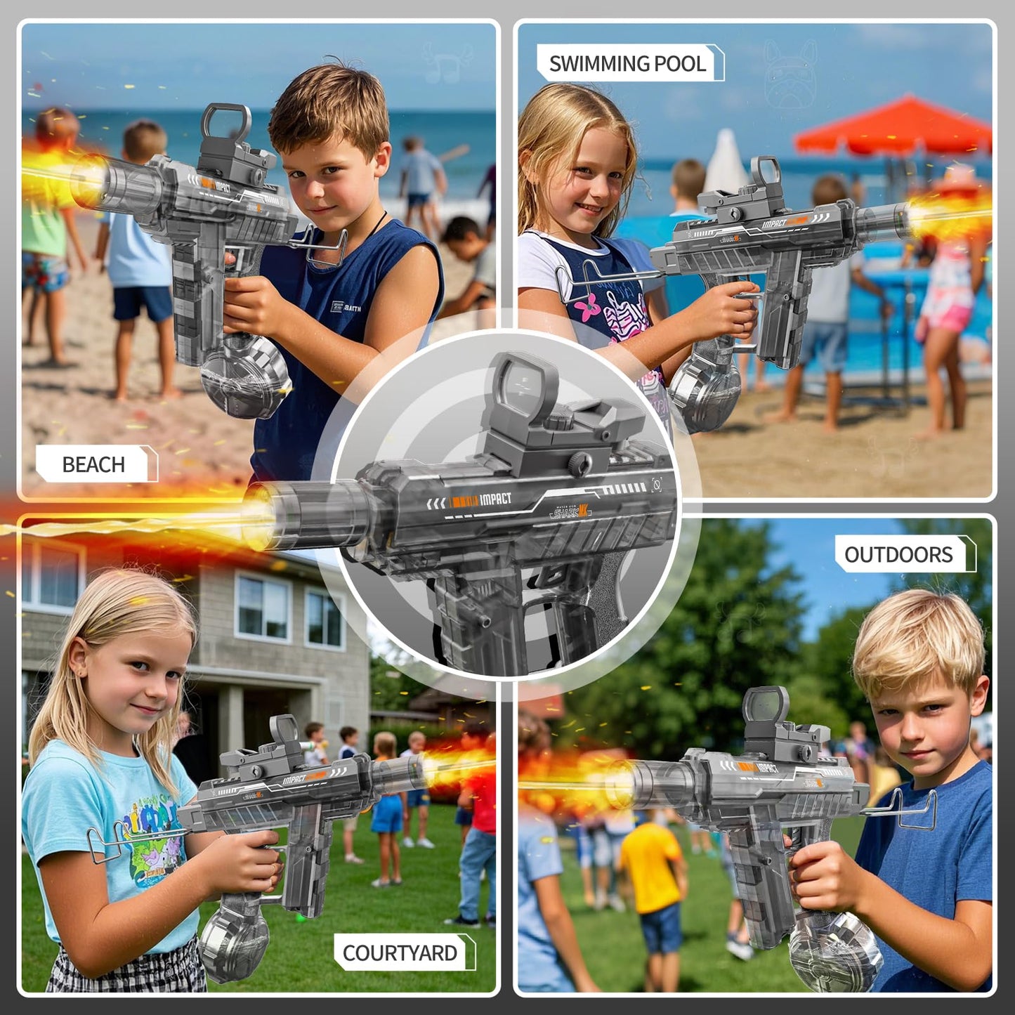 Electric Water Gun for Adults Kids,Realistic SMG,Rechargeable,Automatic Squirt Watergun,for Boys Girls,Pool Party Outdoor Toy,Summer Game,Long Range,2026 LED Electric Water Guns(2 Pack Pink Red,Black)