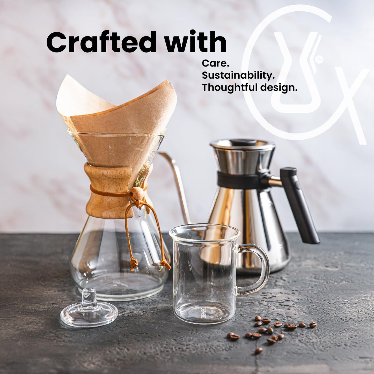 Chemex Pour-Over Glass Coffeemaker - Glass Handle Series - 10-Cup - Exclusive Packaging