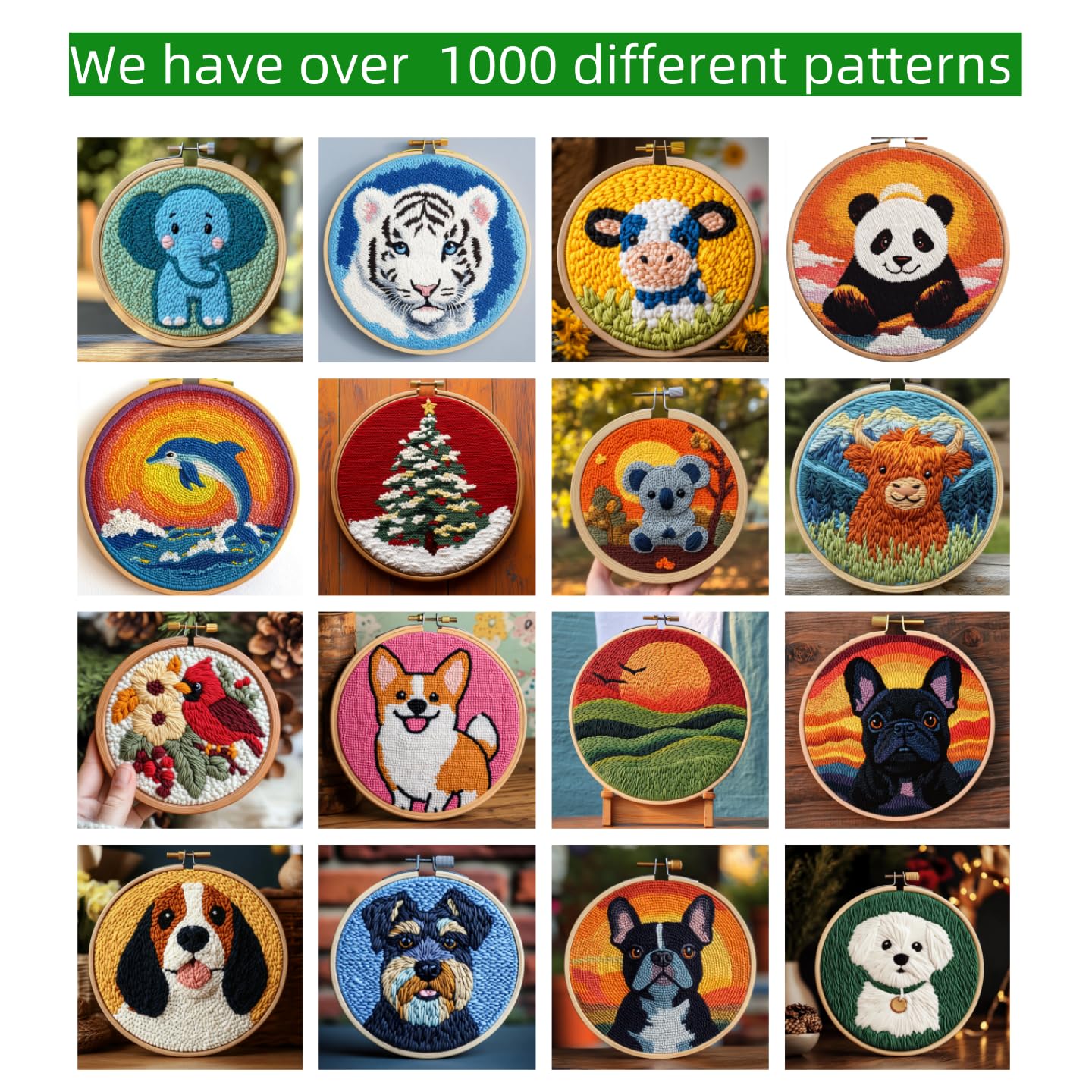 DIY Punch Needle Kits for Beginners Cute Puppy Golden Retriever Dog with Hoop Punch Needle Starter Craft Embroidery Set Easy for Adults and Children Festival Gift and Decoration 20x20cm-1
