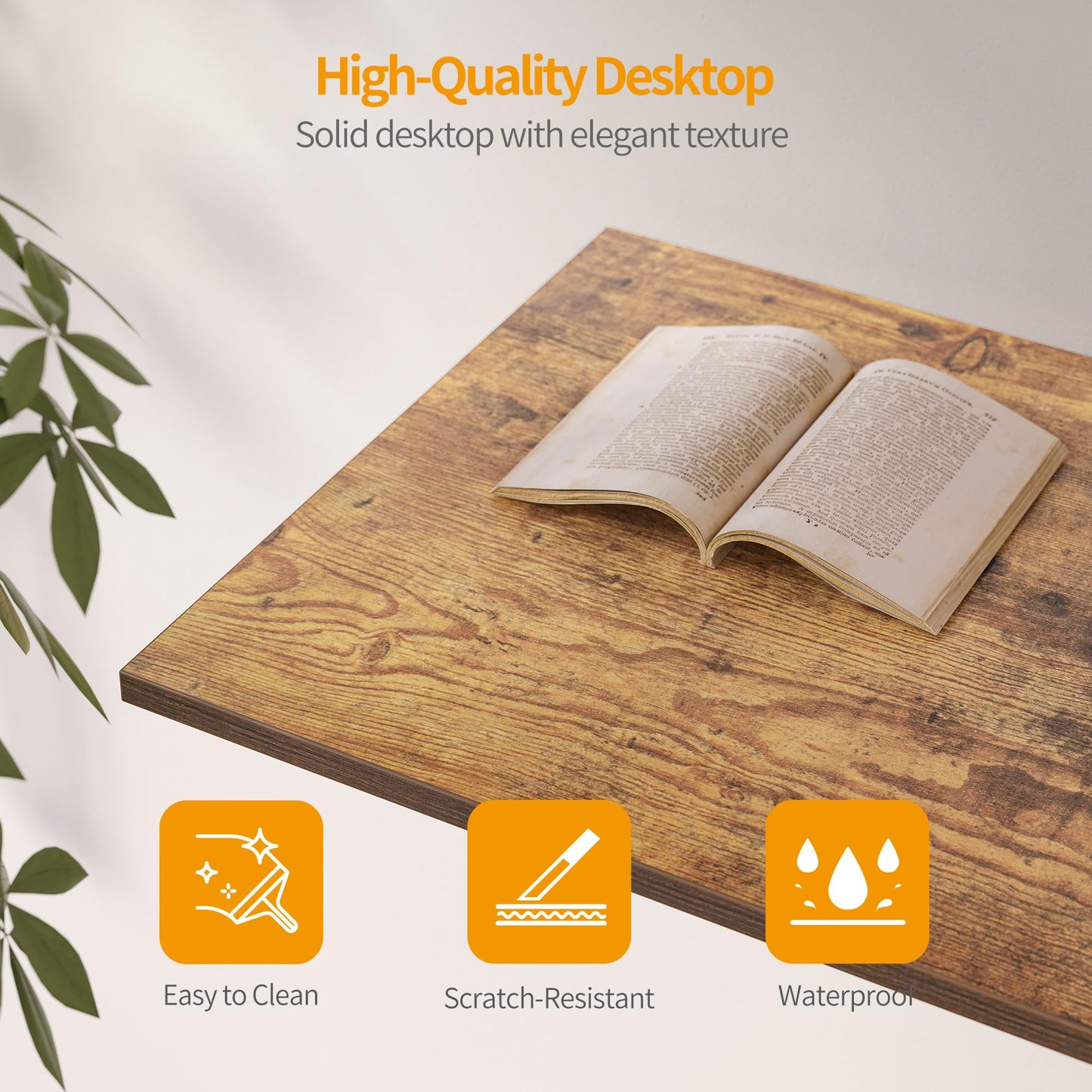 CubiCubi Computer Desk with 2 Drawers, 47 Inch Small Home Office Desk Study Writing Table, Rustic Brown