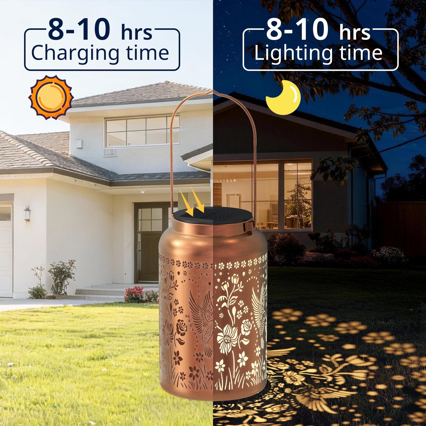 JEJOT Hummingbird Solar Lanterns Outdoor Waterproof, Mothers Day Gifts, Birthday Gifts for Women Mom Grandma,Metal Hanging Solar Lantern for Yard,Garden,Porch Landscape Deconrations-2 Pack