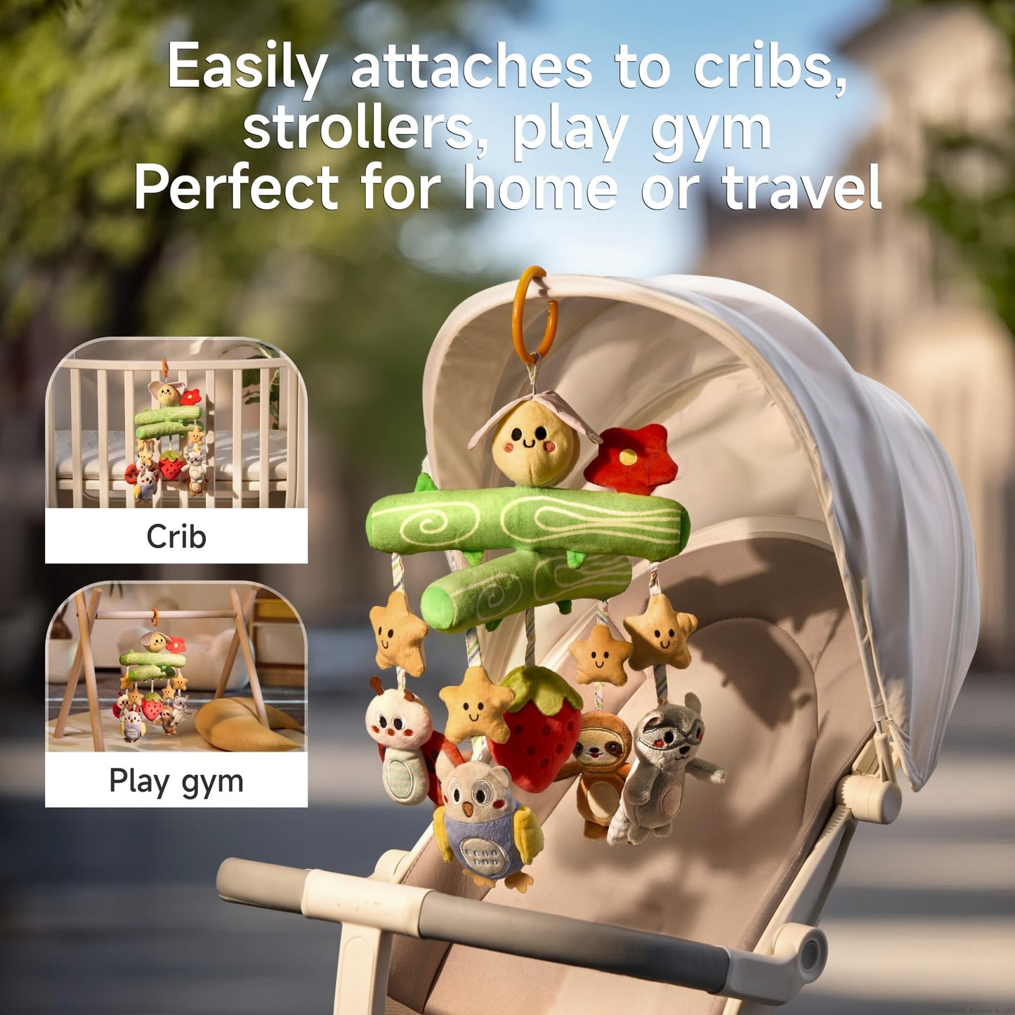 TUMAMA Baby Toys 0 3 6 12 Months, Crib Mobile Toys Bee Toy with Squeaky, Crinkle, Rattle, Montessori Newborn Sensory Baby Gym Stroller Crib Hanging Toy