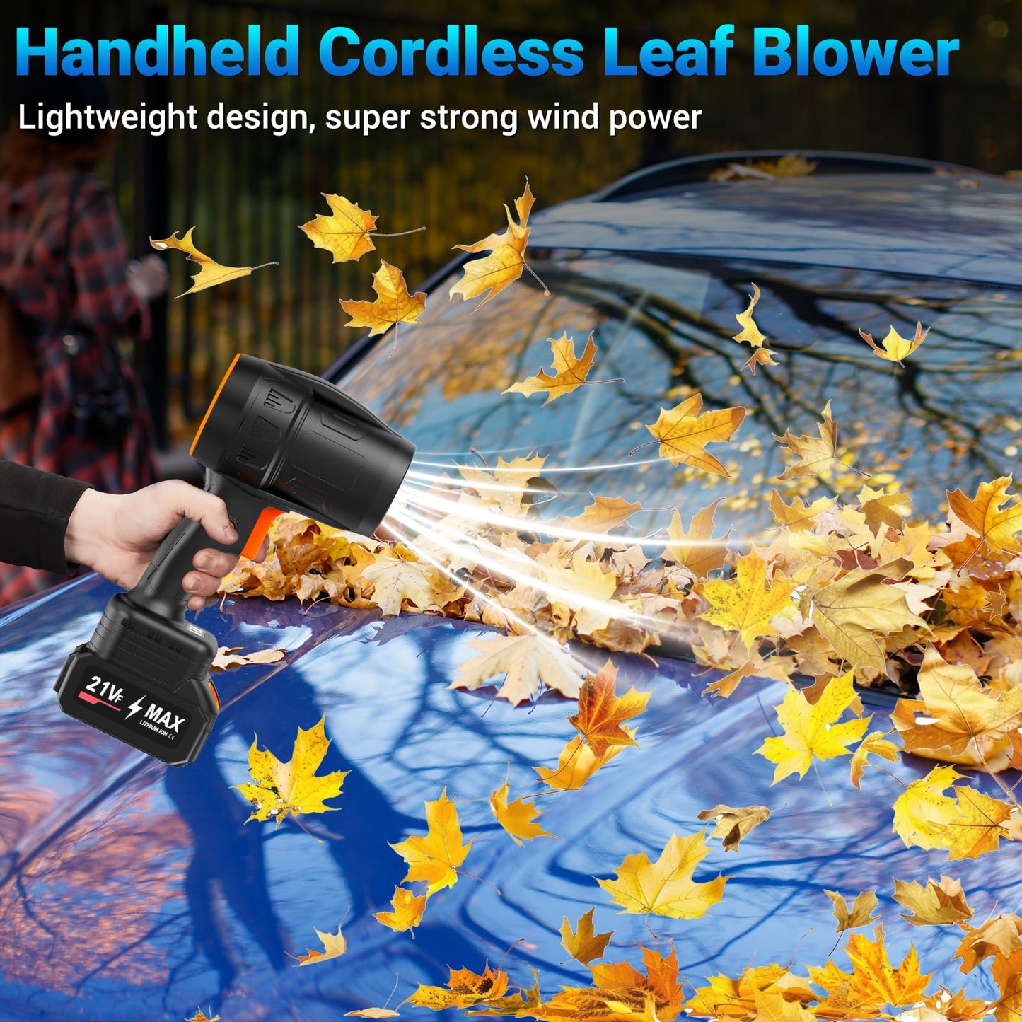 Handheld Electric Cordless Leaf Blower – 500,000RPM Mini Turbo Jet Blower with 2×4.0Ah Batteries & Charger, Lightweight for Patio, Lawn, Garage Cleaning (Black)