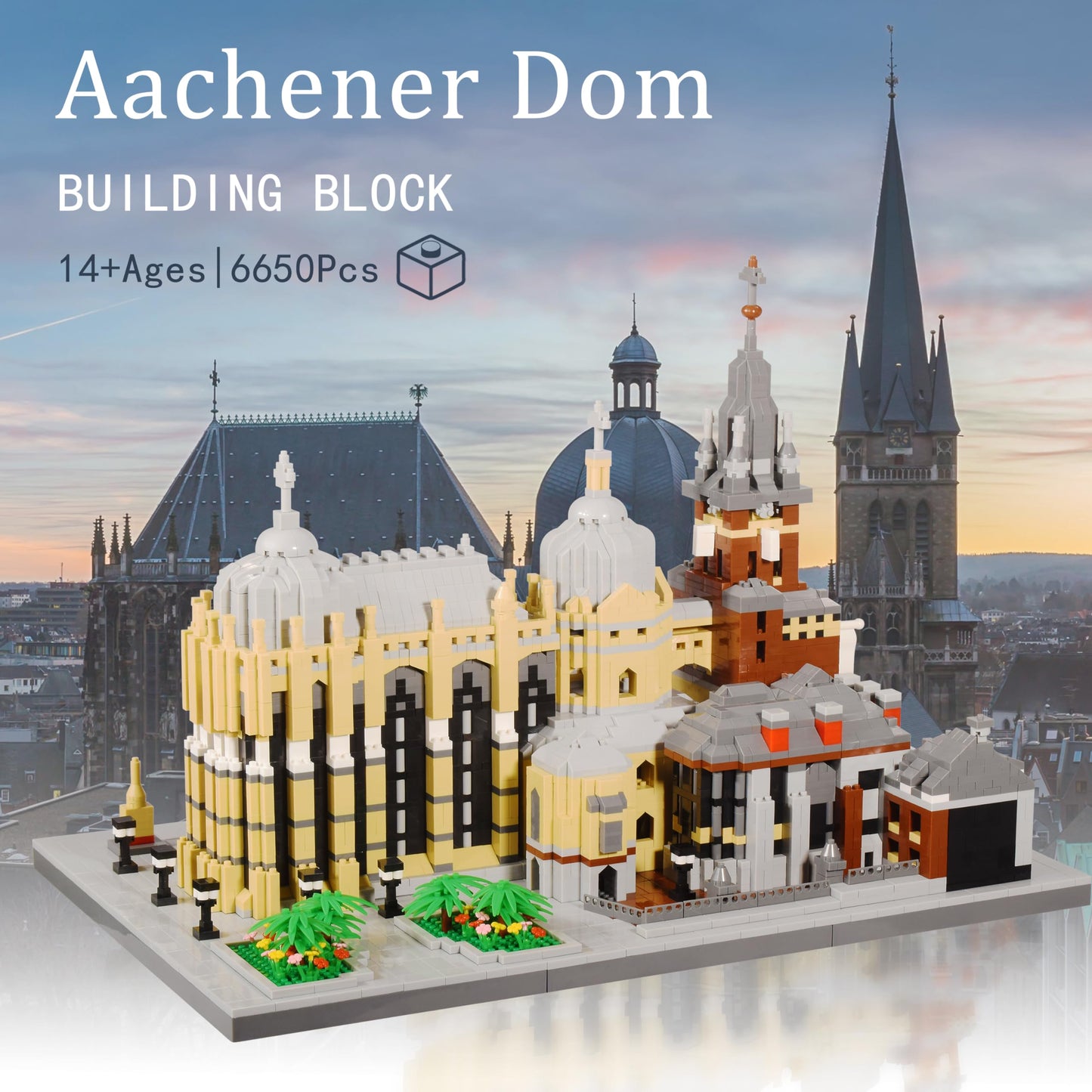 KLMEi World Famous Architecture Micro Building Blocks Set 6650PCS - Germany Aachen Cathedral DIY Collectible Model for Lovers, Adults or Teens Ages of 14+, in Living Room or Office Decorative Items