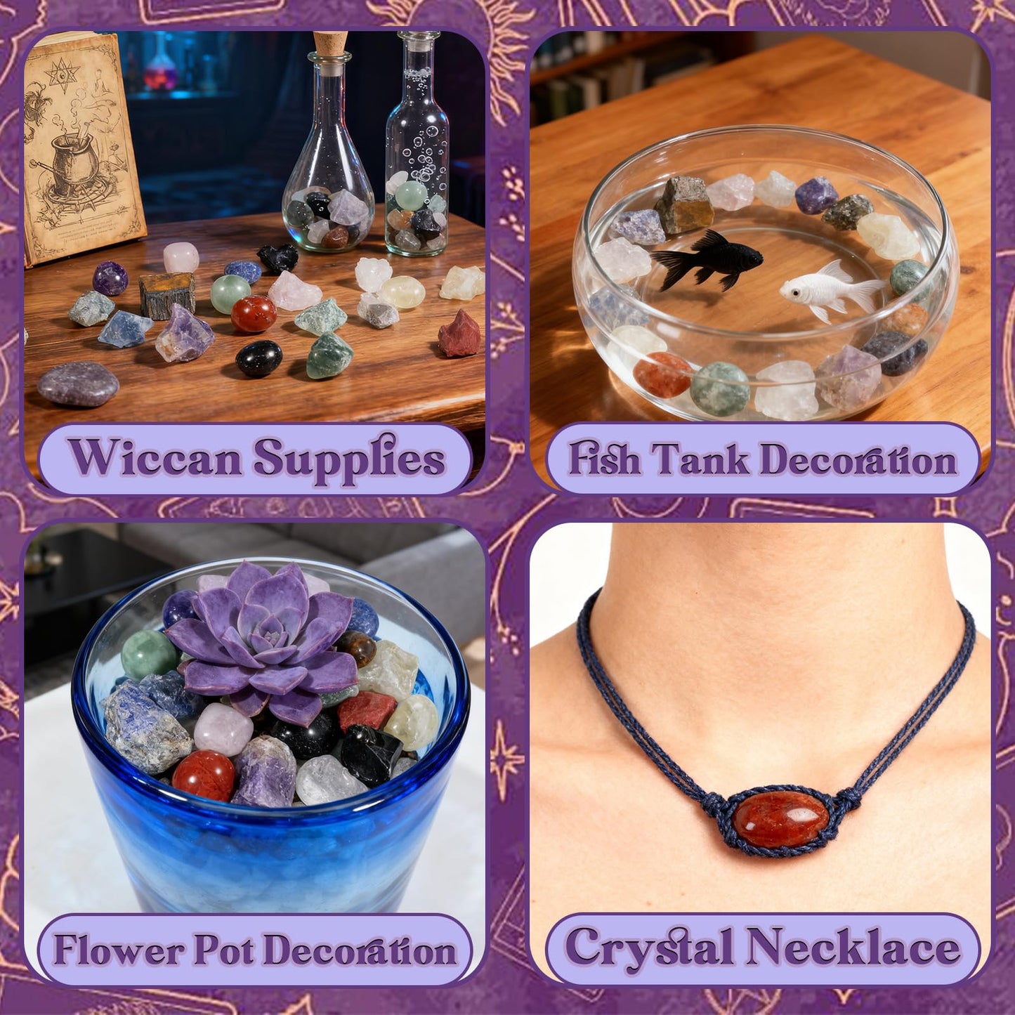 Rileryan 20 PCS 1'' Natural Raw Crystals Tumbled Crystals Bulk Polished Stones Chakra Healing Stones for Witchcraft Supplies Gemstones Rocks