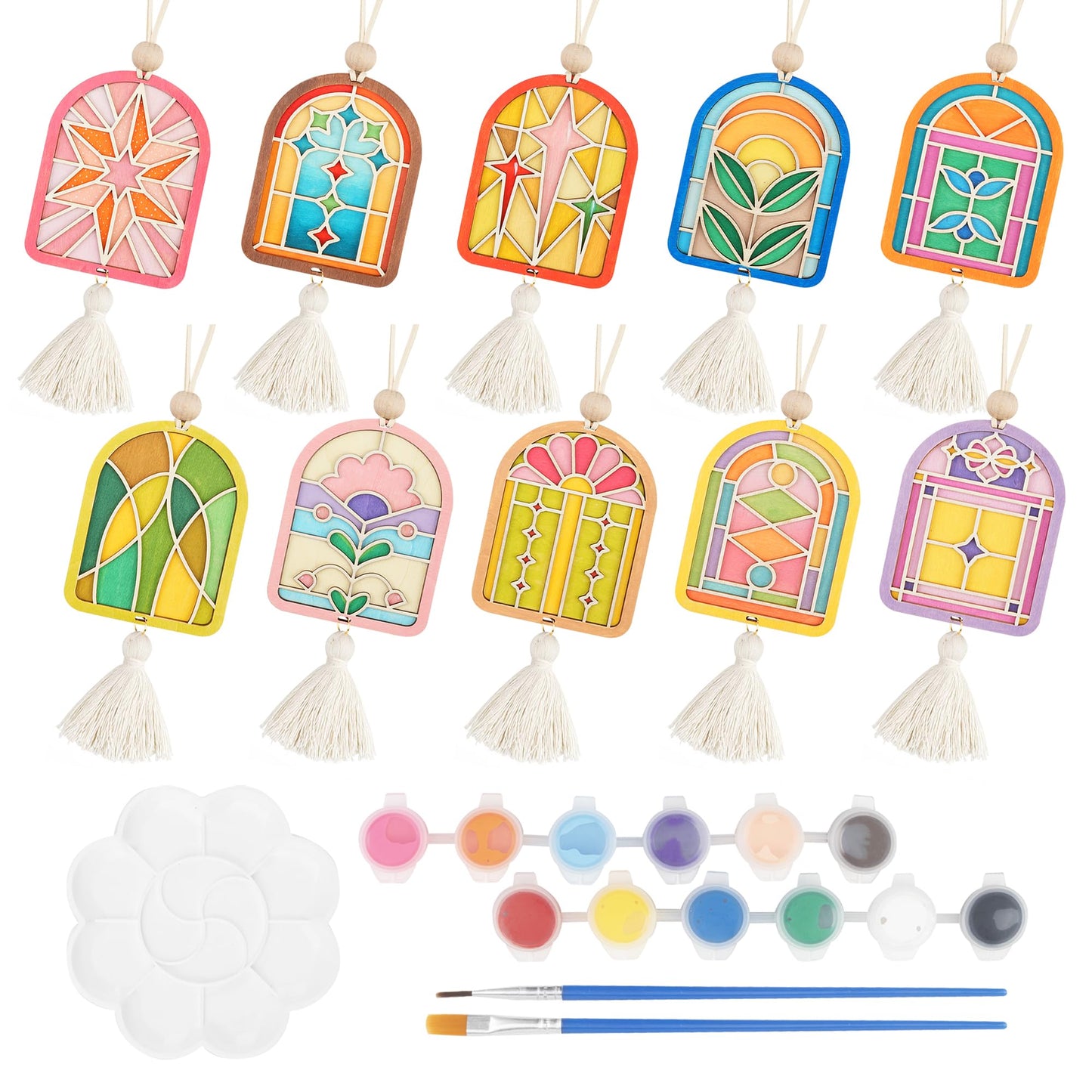 Temlum Wooden Air Frshener Painting Kit, Unfinished Wood Crafts Painting Kits for Adults Wooden Ornaments to Paint DIY Arts and Crafts Project Home Decor