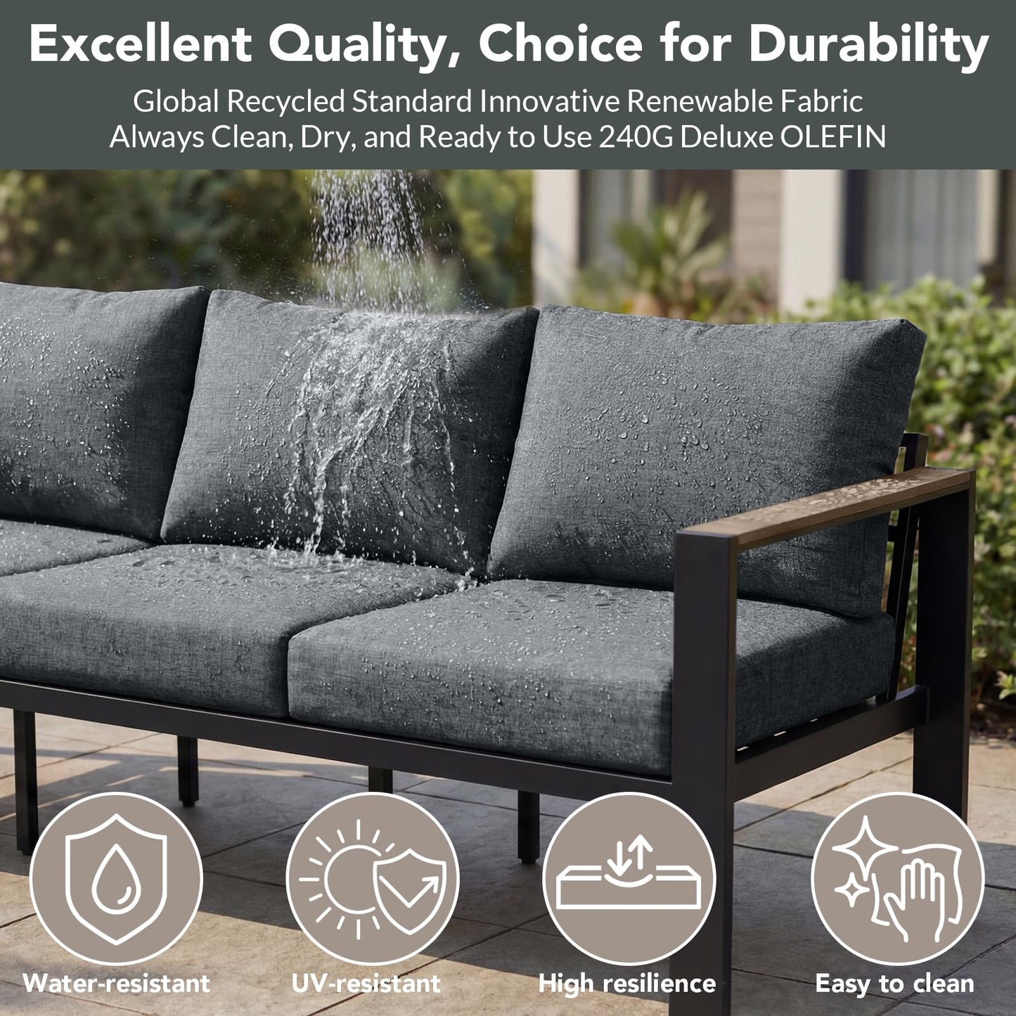 SAILARY Outdoor Patio Furniture Set 2 Pieces Armchair with Washable Thick Cushions, Luxury Aluminum Patio Furniture Chair Modern Outside Sectional Set for Porch, Balcony, Deck, Yard, Gray