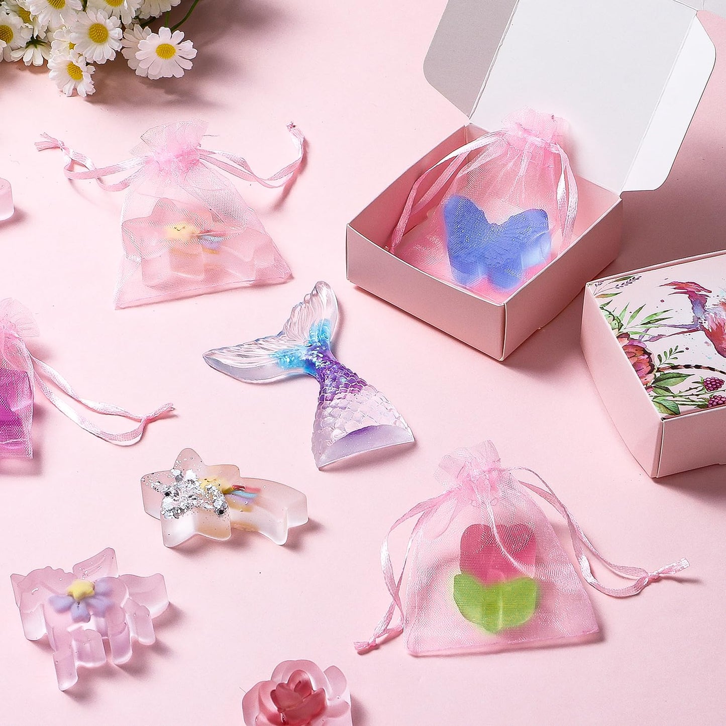 Golray Soap Making Craft Kit for Kids Girl Toys, Make 40 Pcs+ Soap Supplies with Unicorn/Mermaid/Butterfly Model, 2 Essential Oil, DIY Science Art and Craft Kit for Kid Girl Age 5-7 8-12 Year Old Gift