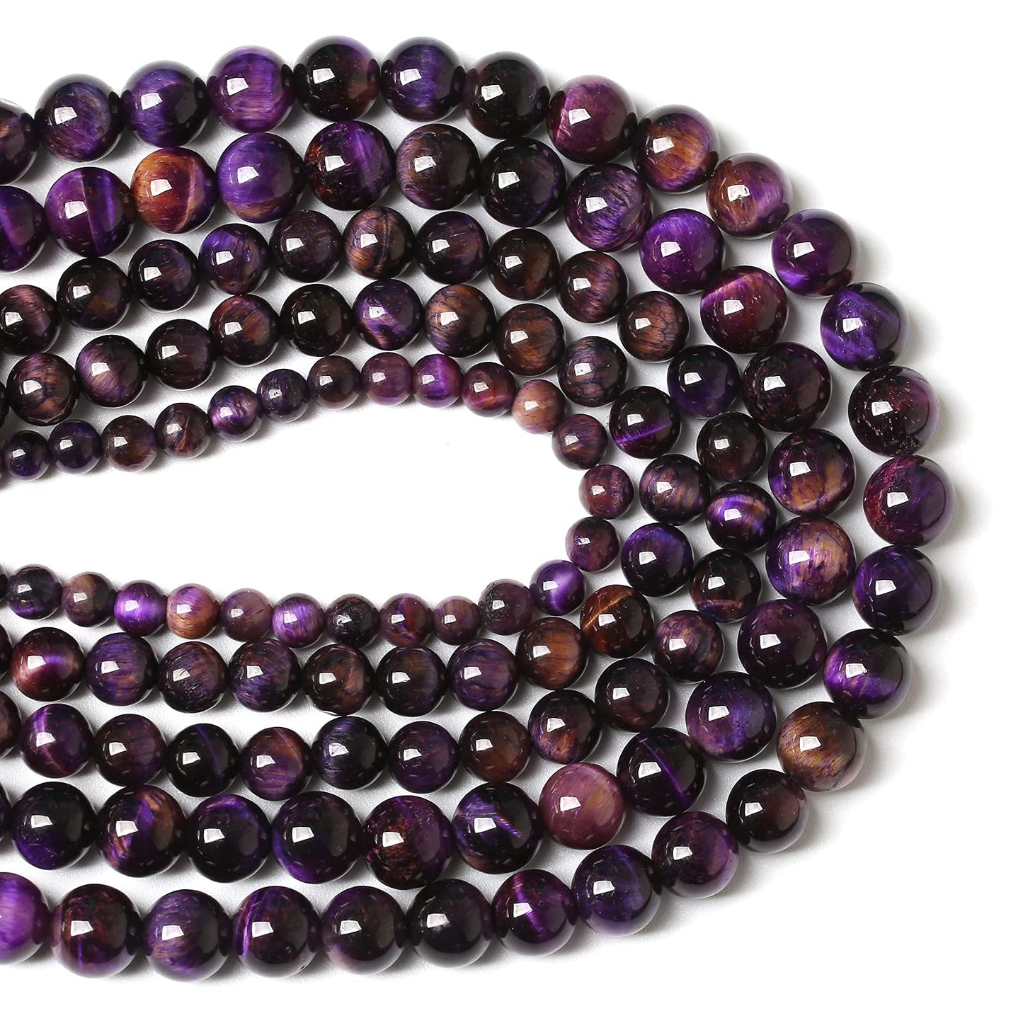 Natural Purple Tiger Eye Beads Round Loose Stone Beads Energy Gemstone Healing Power for Jewelry Making 1 Strand 6mm 60pcs