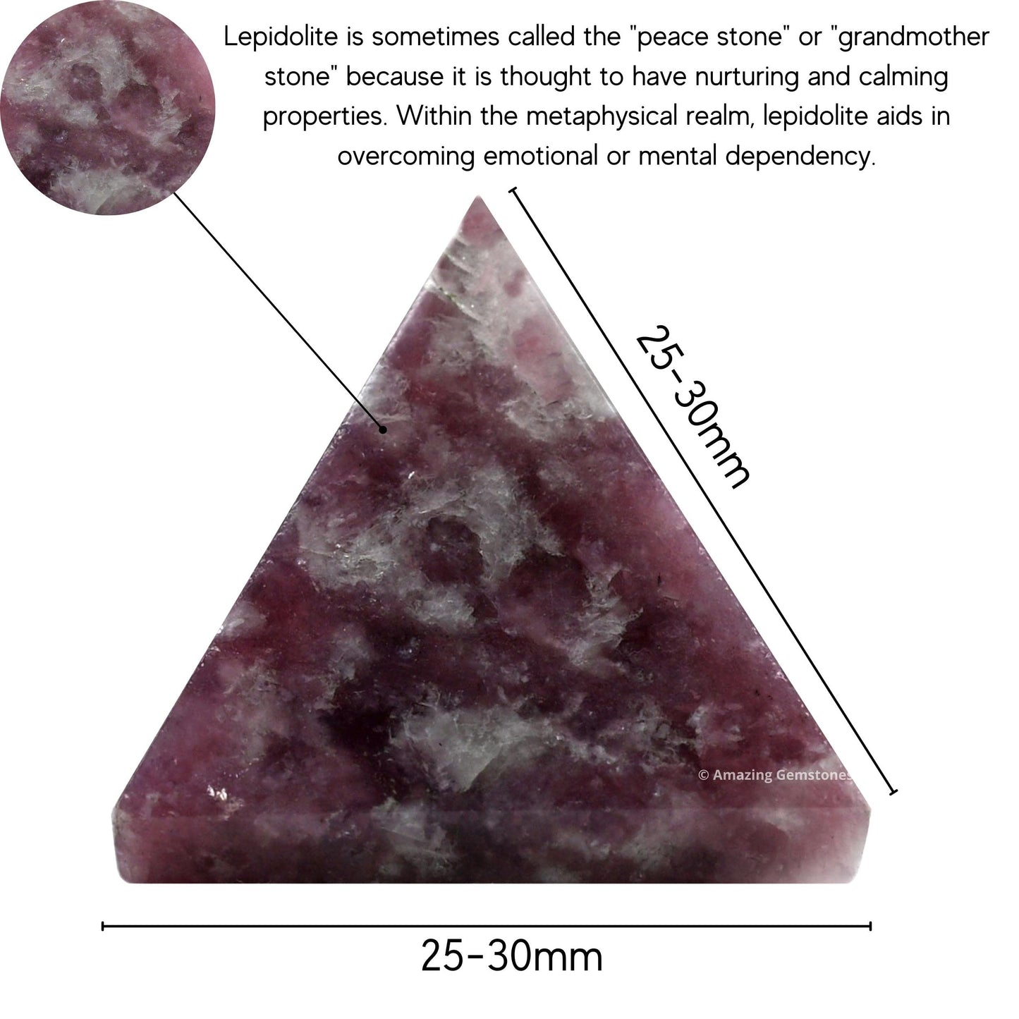 Amazing Gemstone Lepidolite Pyramid Crystal Healing Stones - 1" Great Pyramid Figurine of Natural Stone Pyramid for Meditation, Reiki, Chakra Balancing and Crystal Pyramids Grid