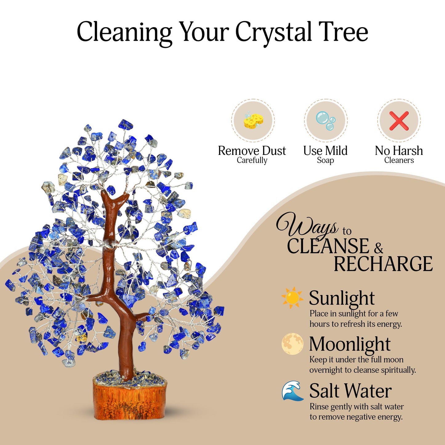 YATSKIA Lapis Lazuli Crystal - Crystal Tree - Feng Shui Decor - Tree of Life - Meditation Accessories - Desk Decorations, Spirtual Things, Good Luck Gifts