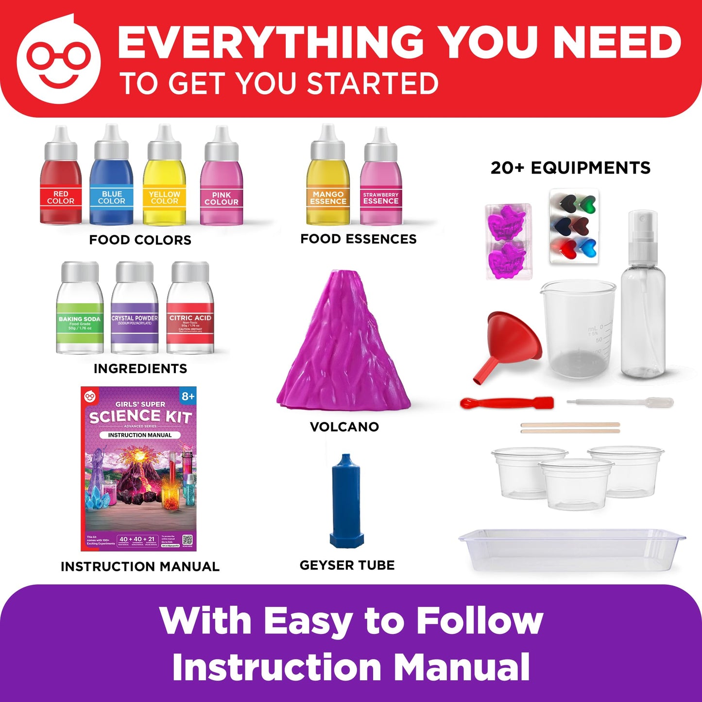Doctor Jupiter Girls' Super Science Kit for Ages 8-12 | Birthday Gift Ideas for Girls 8,9,10+ Years Old | Chemistry Set with 100+ Experiments