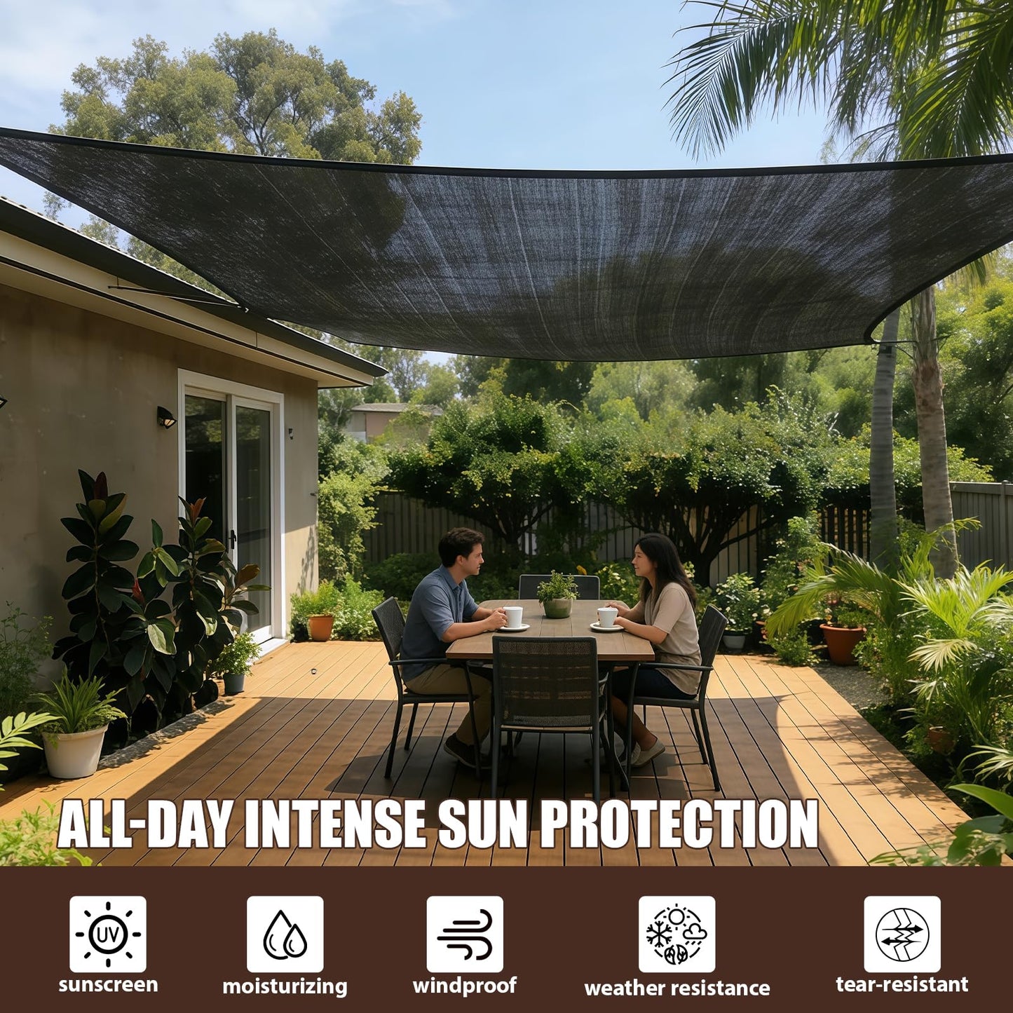 Vandham 90% Sun Shade Cloth for Garden, 8 * 13FT Heavy Duty Shade Tarp with Grommets & Reinforced Edges - UV Resistant Sunblock Net for Patio, Backyard, Greenhouse, Kennel, Pergola, Black