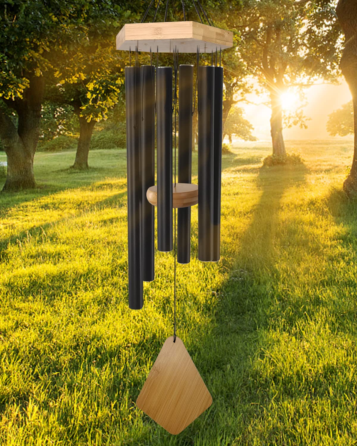 Wind Chimes 30 Inches Deep Tone Memorial Wind Chimes with Hook for Mother's Day/Housewarming/Christmas, Patio, Garden, Yard, Home Decor, Black