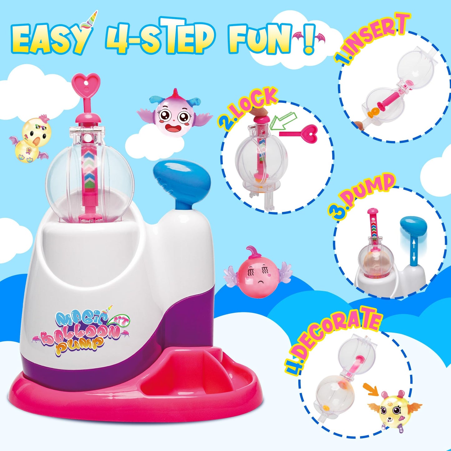Kiditos Balloon Animals Kit with Pump, Balloon Making Kit for Kids with Stickers & Accessories, DIY Creative Toy Birthday Gift for Boys & Girls Ages 3+