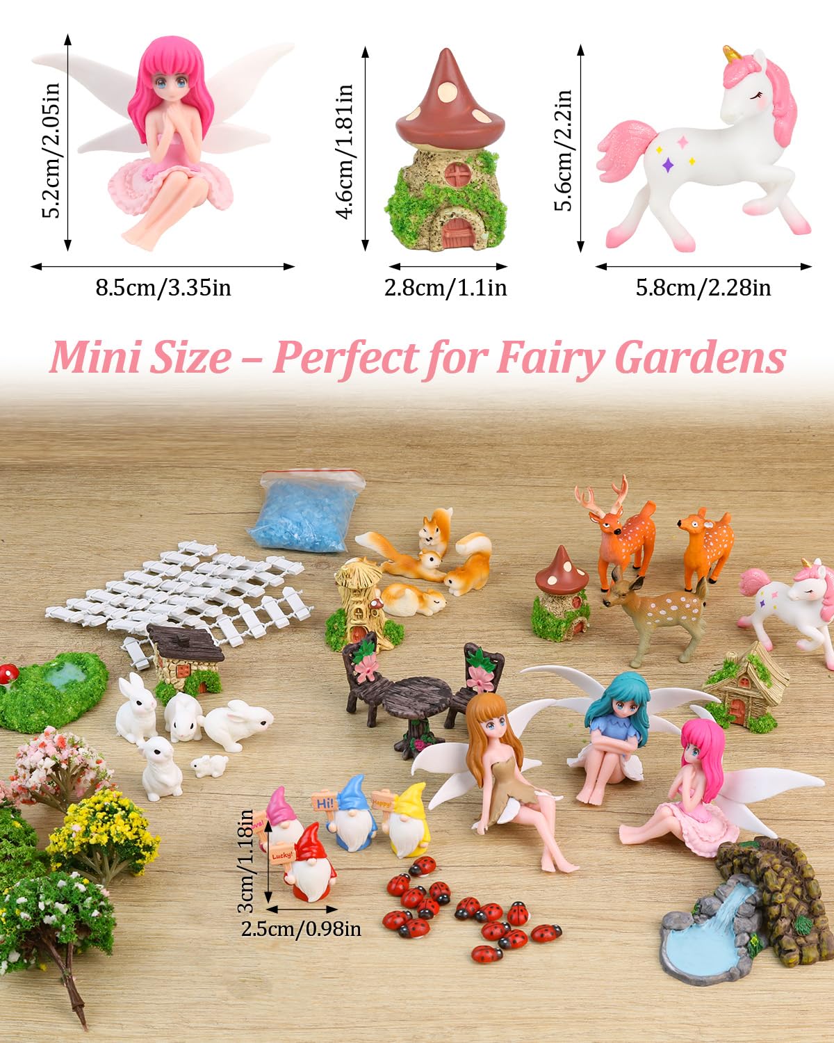 Avalution 70 Pcs Fairy Garden Accessories Kit – Miniature DIY Fairy Garden Accessories, Indoor & Outdoor Garden Decorations, Weather Resistant, Gift Bags Included