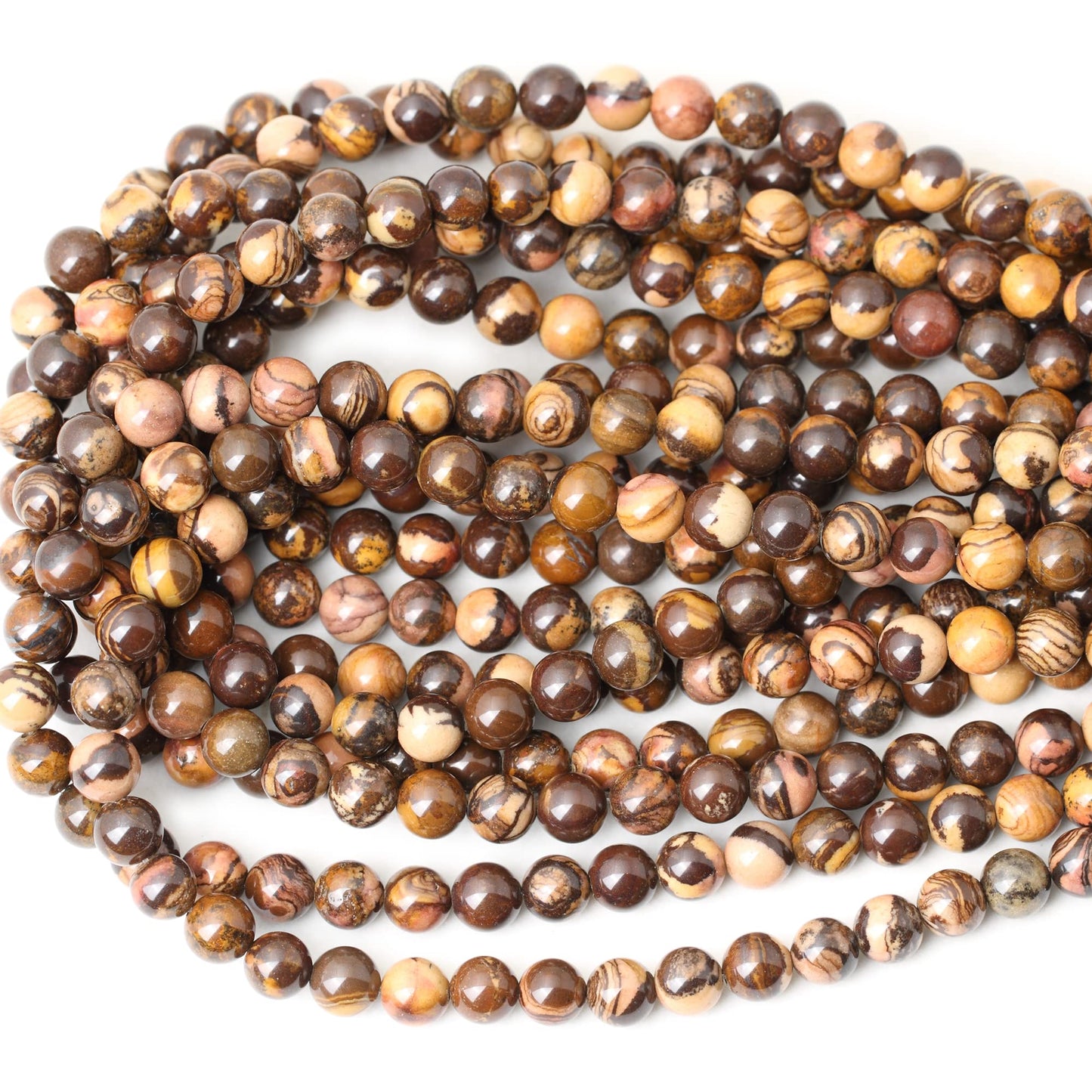 CHEAVIAN 45PCS 8mm Natural Africa Picture Jasper Gemstone Round Loose Beads for DIY Bracelet Necklace Earrings Jewelry Making 1 String 15 Inches