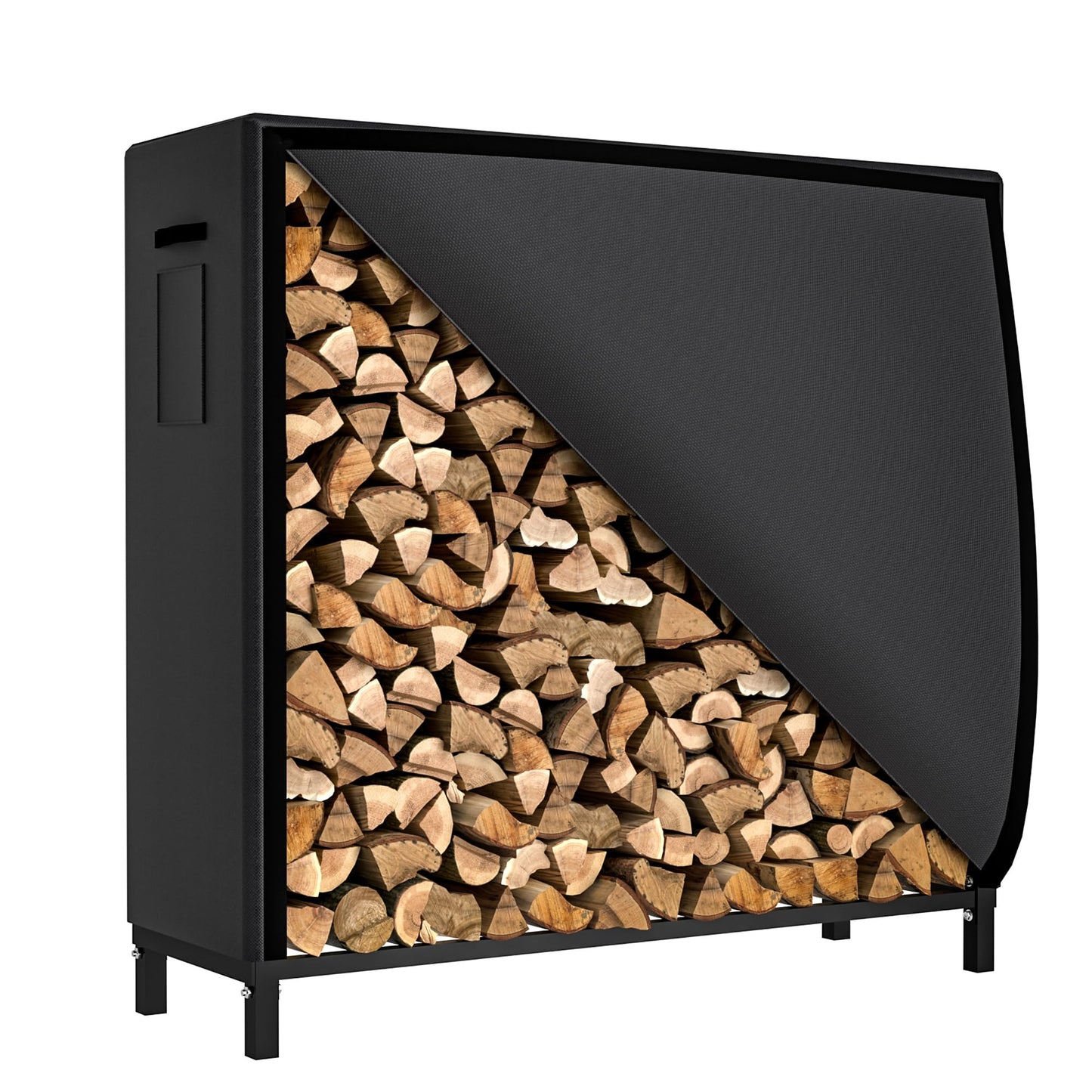 Ultrawall 4ft Firewood Rack with Waterproof Cover, Heavy Duty Log Holders for Firewood Indoor/Outdoor, Wood Storage Lumber Rack