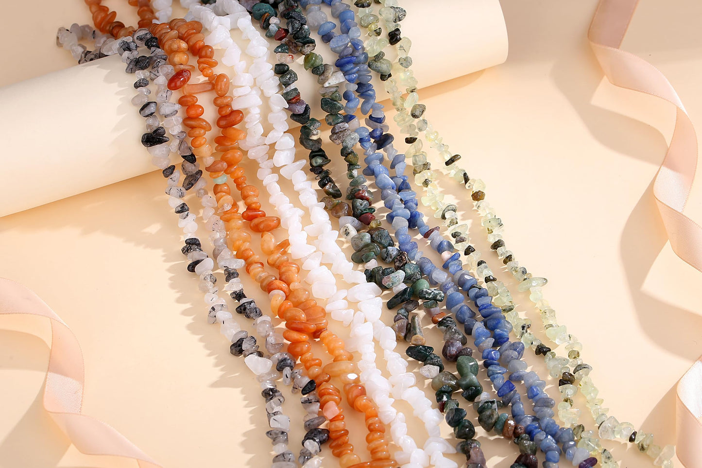 ZHIYUXI 400pcs White Jade Beads 5-8mm Crystals Gemstones for Bracelet Making 2 Strands Irregular Stone Loose Rocks Bead for Jewelry Making Hole Drilled Natural Chips DIY Necklace Craft Gifts