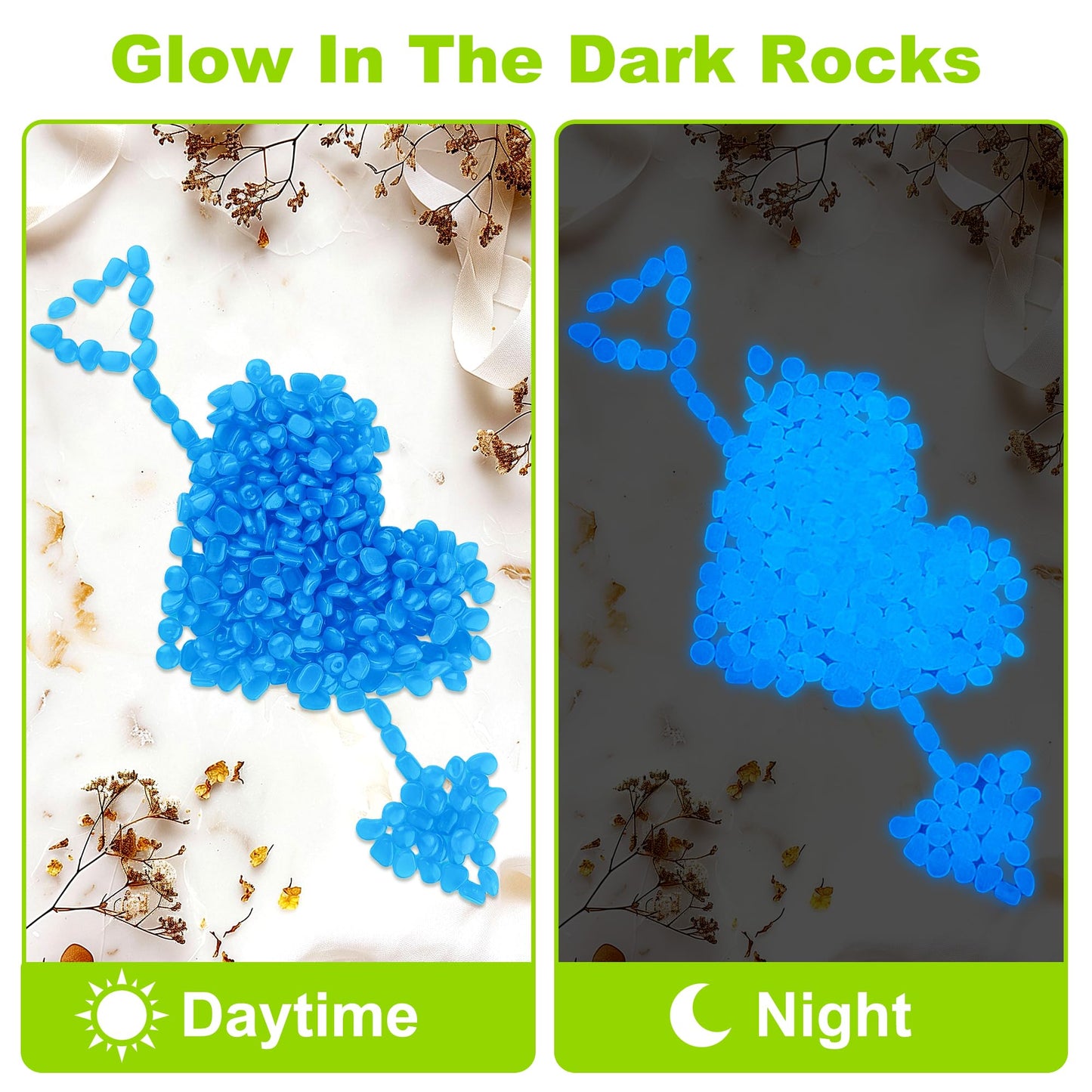 6000pcs 5-8mm Bule Luminous Stones Glow in The Dark Garden Pebbles Stones Glow in The Dark Rocks Outdoor Glow Pebbles Aquarium Rocks for Garden Path Walkway Yard Fish Tank Plant Pots