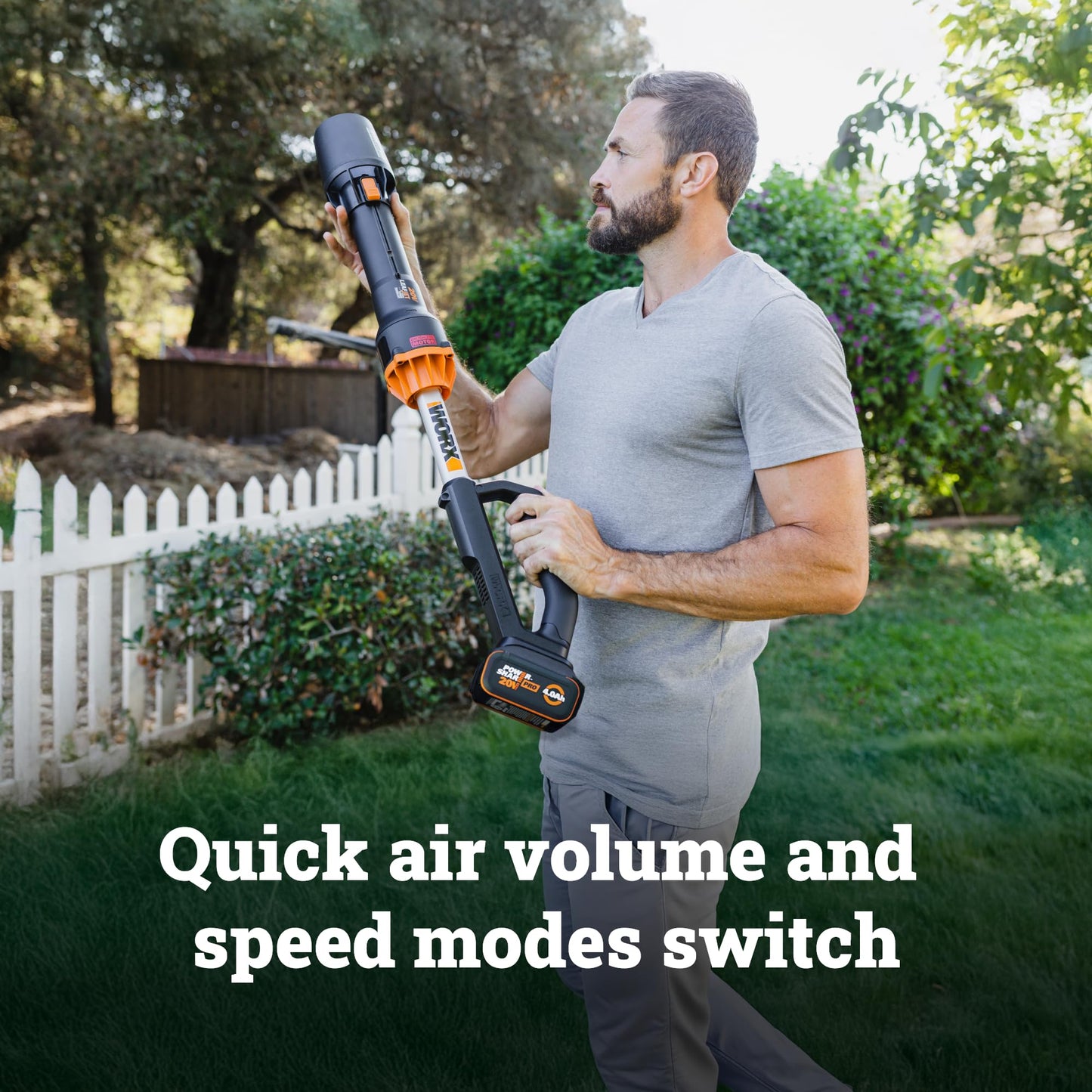WORX Nitro Cordless Leaf Blower, Electric Blower with 410 CFM & 130 MPH, Blowers for Lawn Care with 3.8 Lbs, 4.0 Ah Battery & Charger Included, WG543