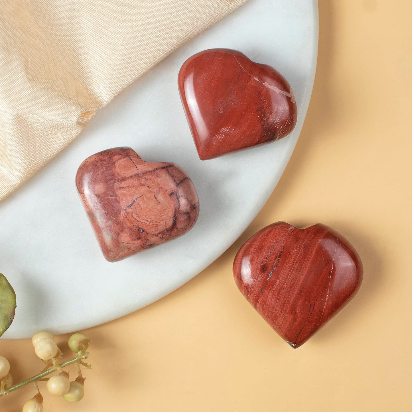 Crocon 50mm Noreena jasper Heart Stone Big Heart Shape Puff Stones Set 450+ Carats Pocket Crystal Healing Tumble Collection Palm Worry Stone Good Luck Charm Meditation Gift Craft Home Decor