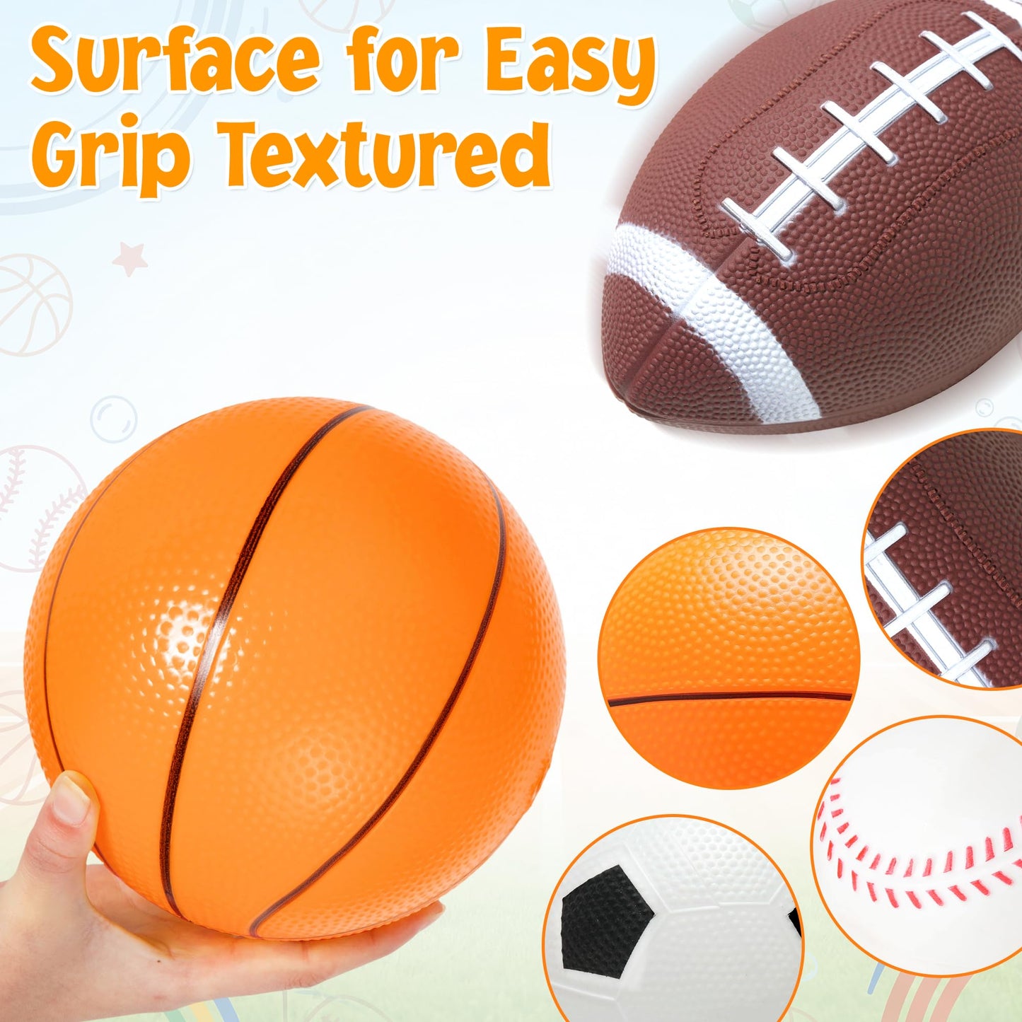 PARENTSWELL 8 Pcs Balls for Toddlers 1-3 Age, Kids Ball Toys Set (Football, Basketball, Soccer, Baseball) Baby Balls for Outside Playground, Boys Girls