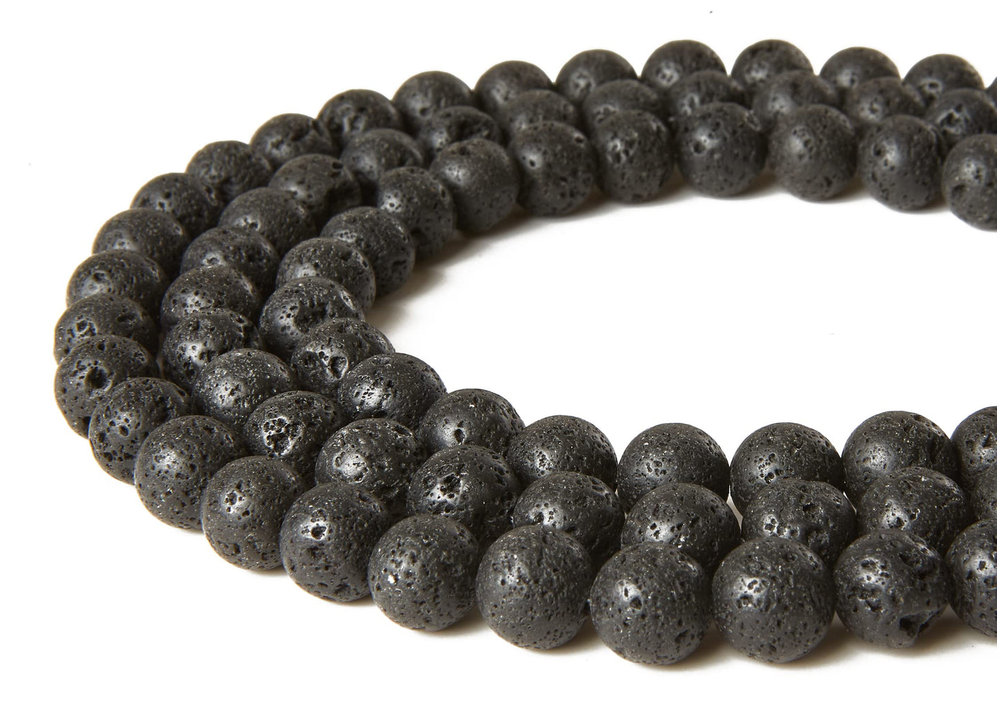 60pcs 6mm Black Lava Beads Natural Gemstone Beads Round Loose Beads for Jewelry Making