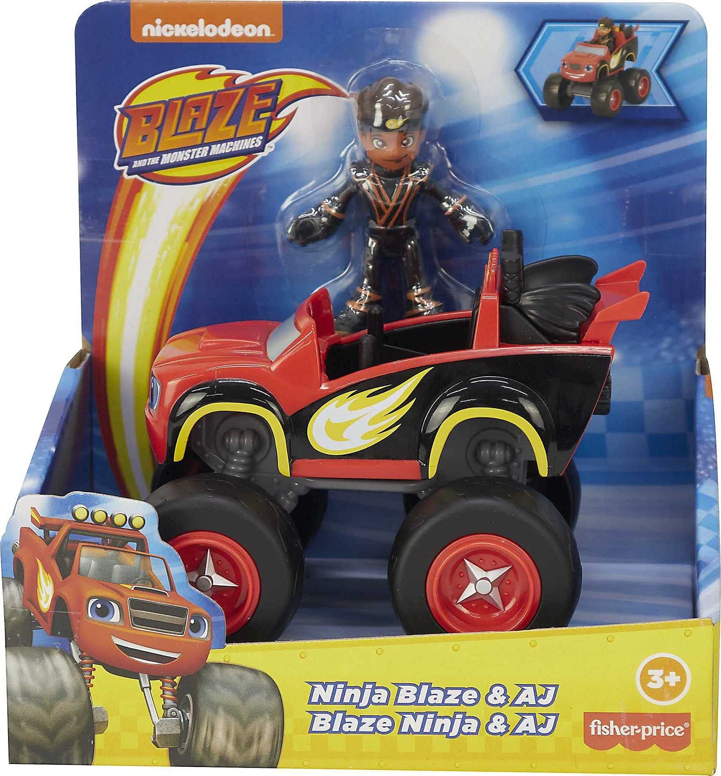 Fisher-Price Blaze and the Monster Machines Toy Truck & Figure Set, Ninja Blaze & AJ, Preschool Racing Play Ages 3+ Years