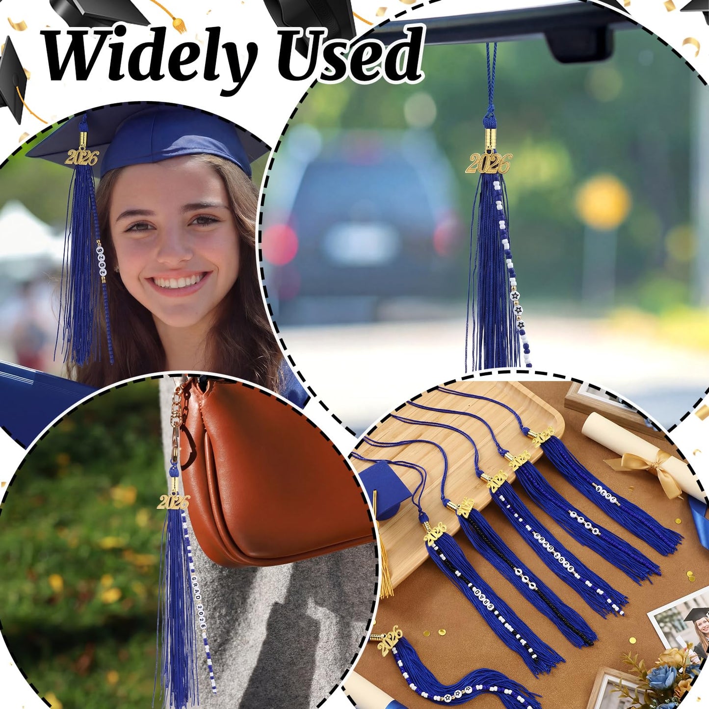 Kenning 10 Pack 2026 Graduation Tassels Royal Blue Graduation Cap Tassels with DIY Friendship Beaded Bracelets Kit, Grad Tassel Charms Gifts for High School College Phd Grad Ceremony