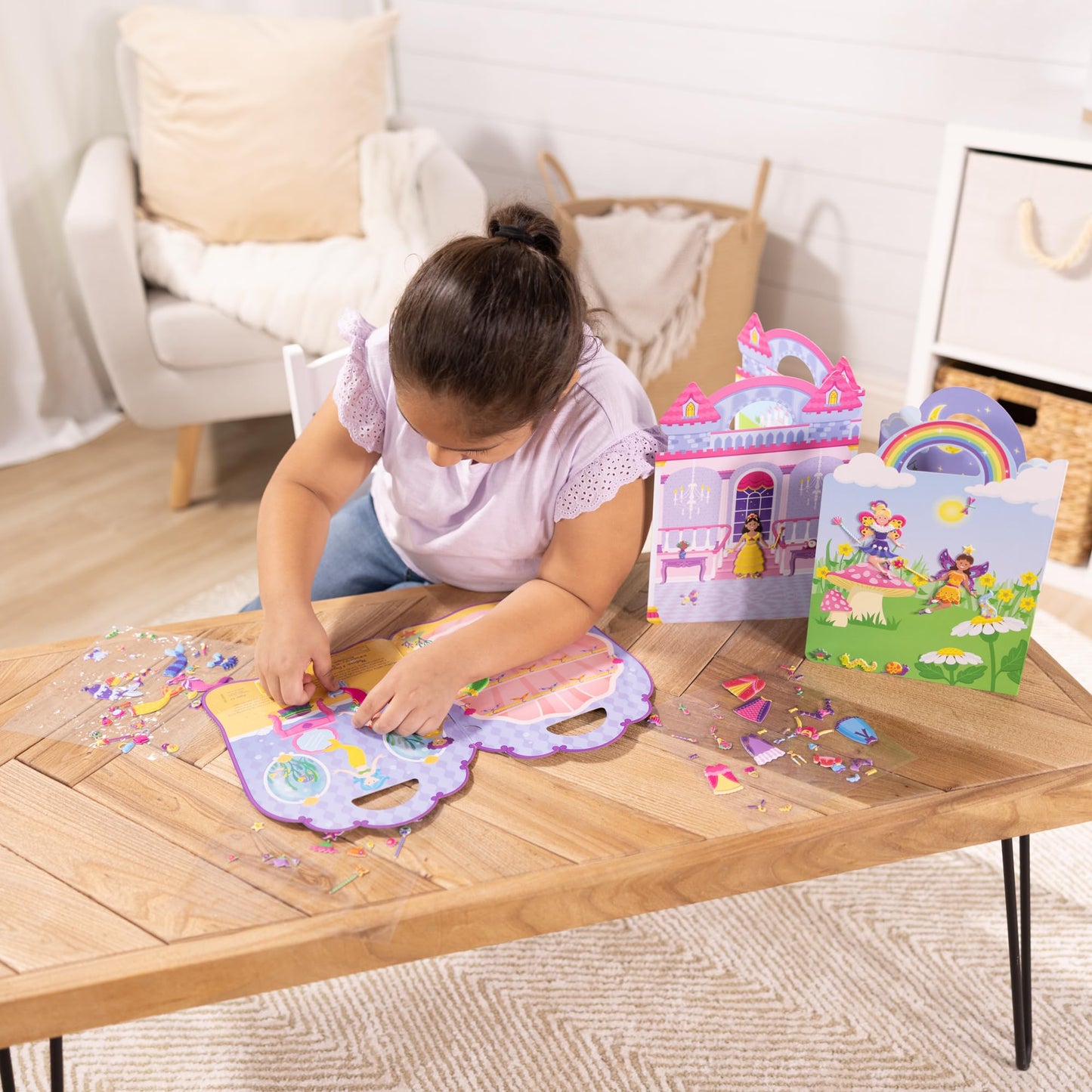 Melissa & Doug Puffy Sticker Activity Books Set of 3 – Princess, Mermaid & Fairy, with 207 Reusable Puffy Stickers and Fold-Out Scenes, Mess Free Play Set & Travel Toys for Kids Ages 4+