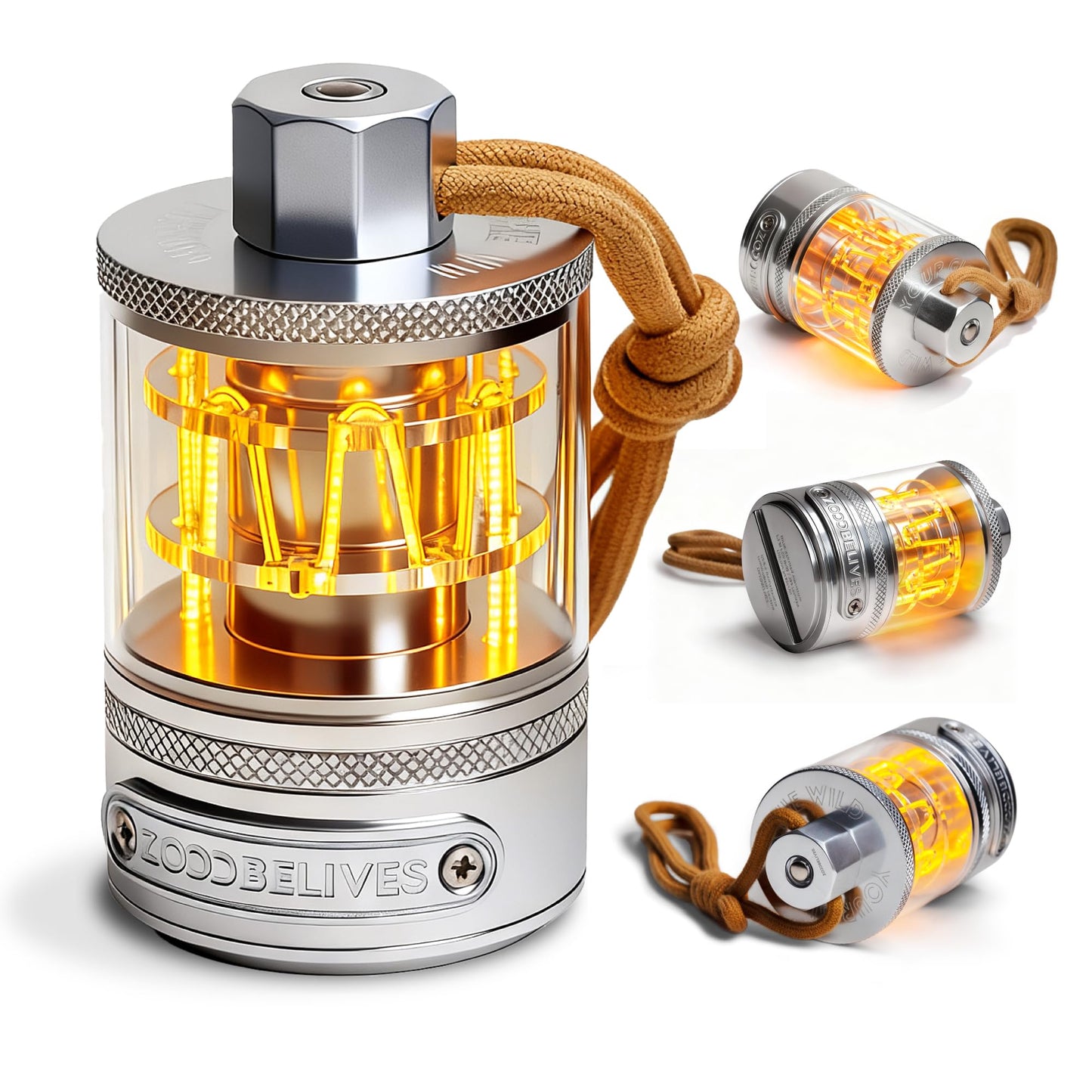 ZOOOBELIVES Vintage Aluminum Camping Lantern Light - Dimmable Warm Glow Lamp, Handcrafted Alloy, USB-C 72H Runtime, IPX4 Waterproof for Hiking, Backpacking & Glamping | LumiSummit