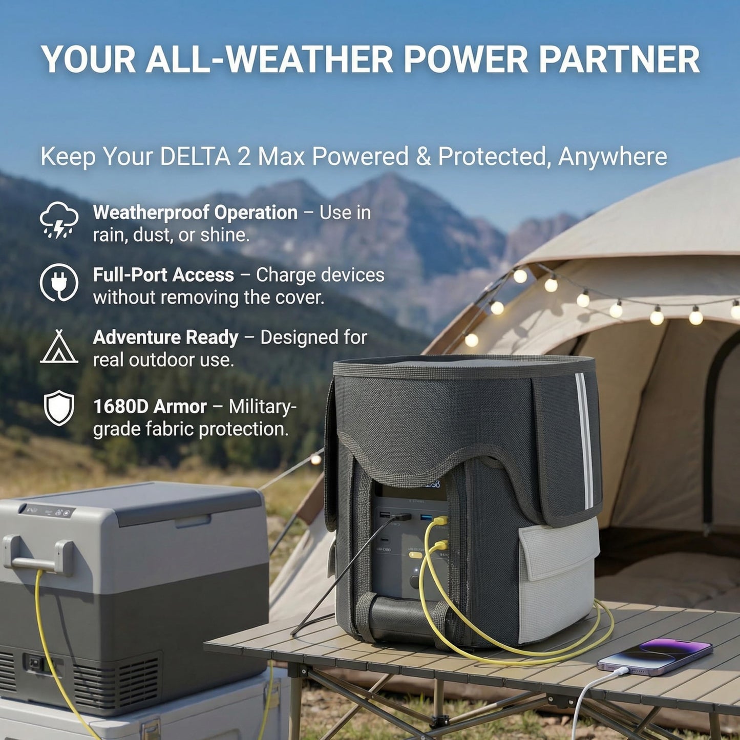 Protective Storage Bag DELTA 2 Max, Waterproof and Heavyduty, Durable Generator Cover for Portable Power Station, 1680D Waterproof Oxford fabric Travel Organizer for Delta 2 Max & Extra Battery