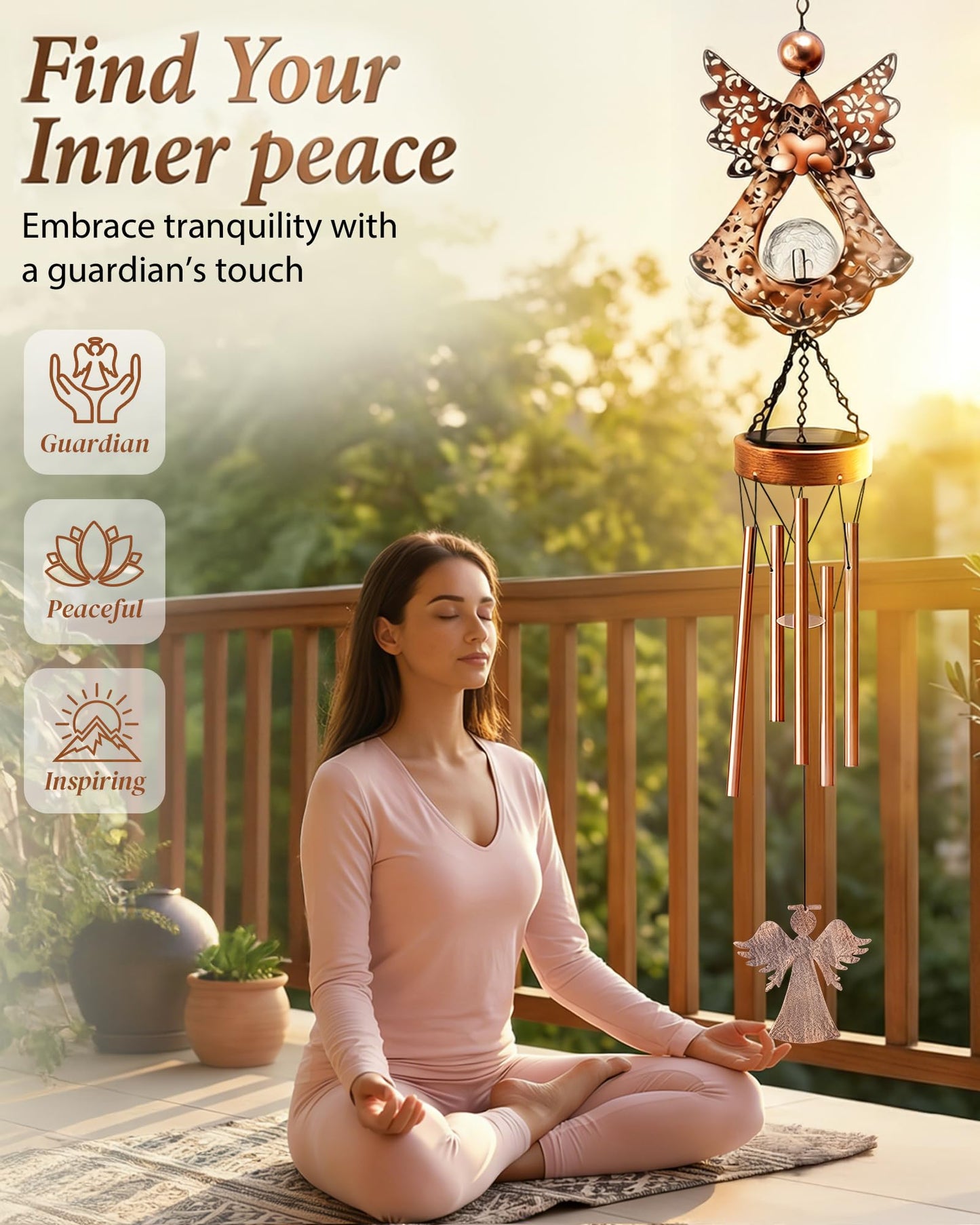 Supdeco Solar Angel Wind Chimes for Outside: Melodious Mother's Day Birthday Gifts for Mom Women Grandma Her Wife - Weatherproof Metal Outdoor Decor Easy Hanging for Garden Patio Tree Window Memorial