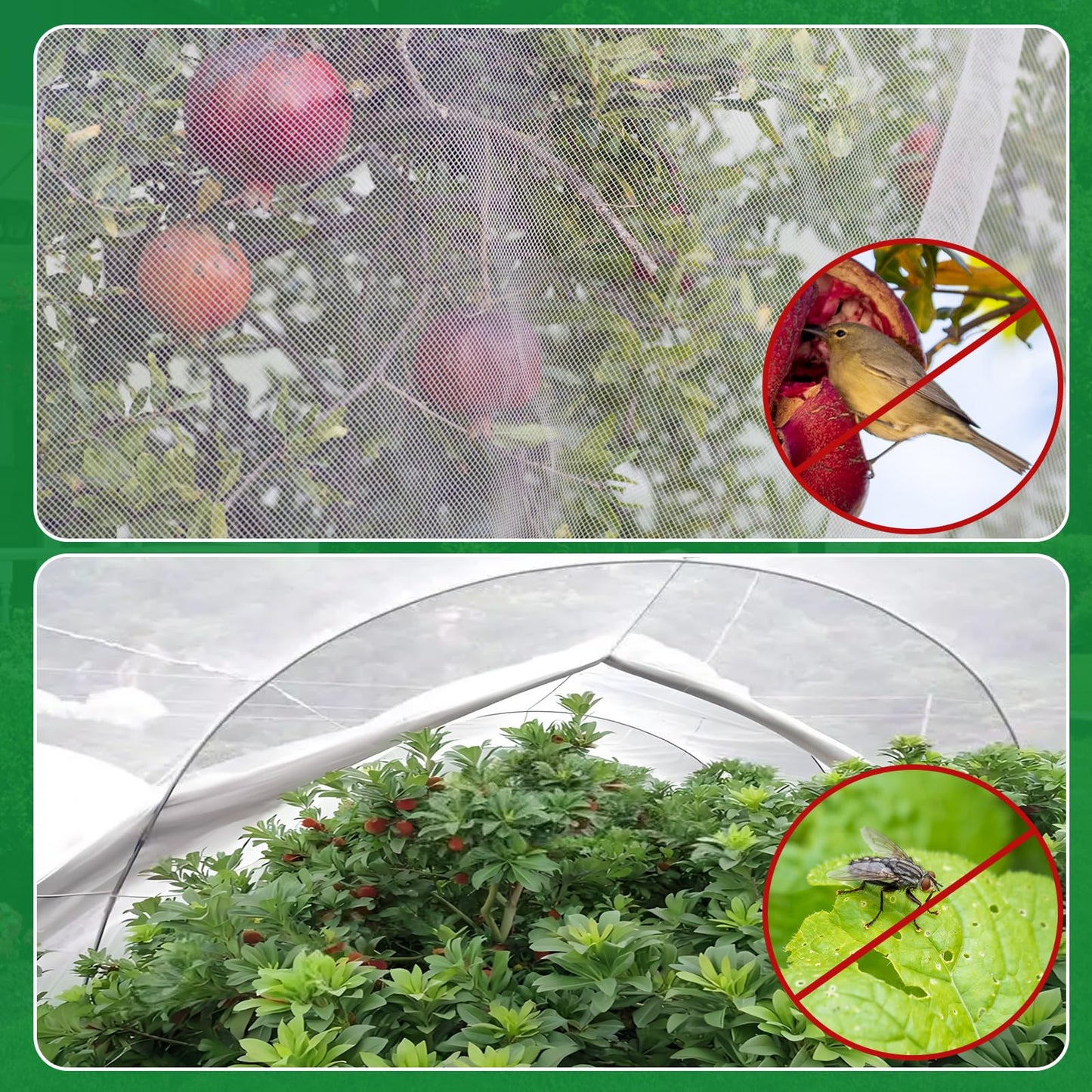 NONMON Garden Netting, 2 Pack 10x33Ft Ultra Fine Mesh Insect Netting Pest Barrier Protection Plant Row Cover Mosquito Netting for Vegetable Fruits Blueberry Bushes Flowers Crops Raised Bed