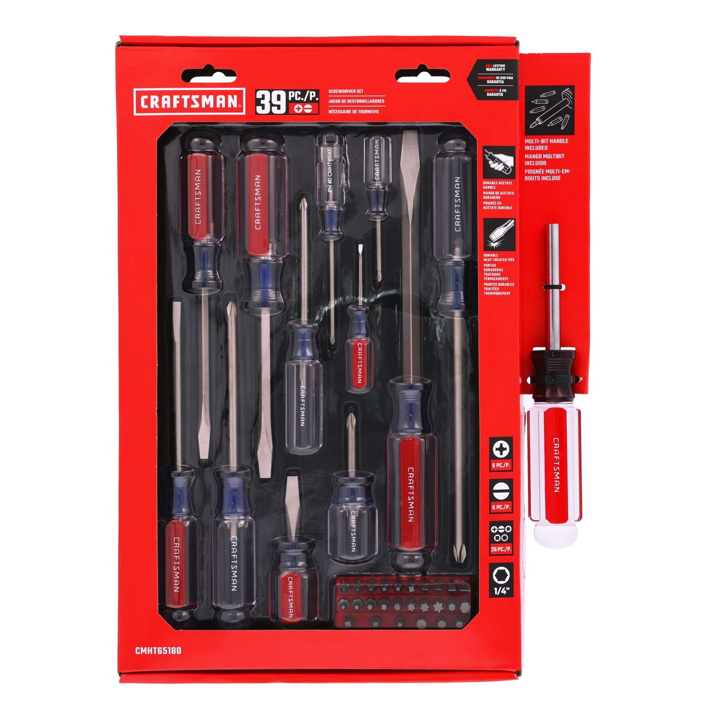CRAFTSMAN Screwdriver Set, 39 Pc Durable Acetate Handle Master Combination Multi Screw Driver Set Kit (CMHT65180)