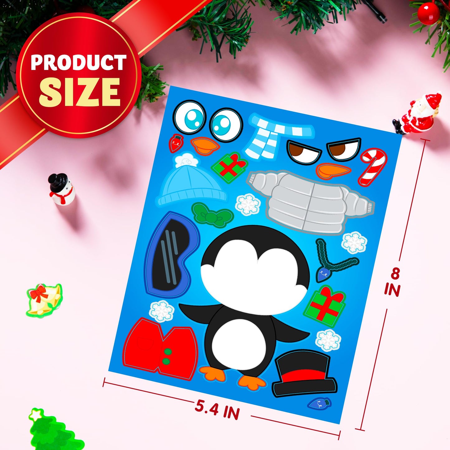 JOYIN 48 Pcs Christmas Make A Face Sticker Sheets Make Your Characters with Santa Santa, Gnome, Reindeer, Snowman, Gifts for Kids School Activities Party Favor Supplies Xmas Craft