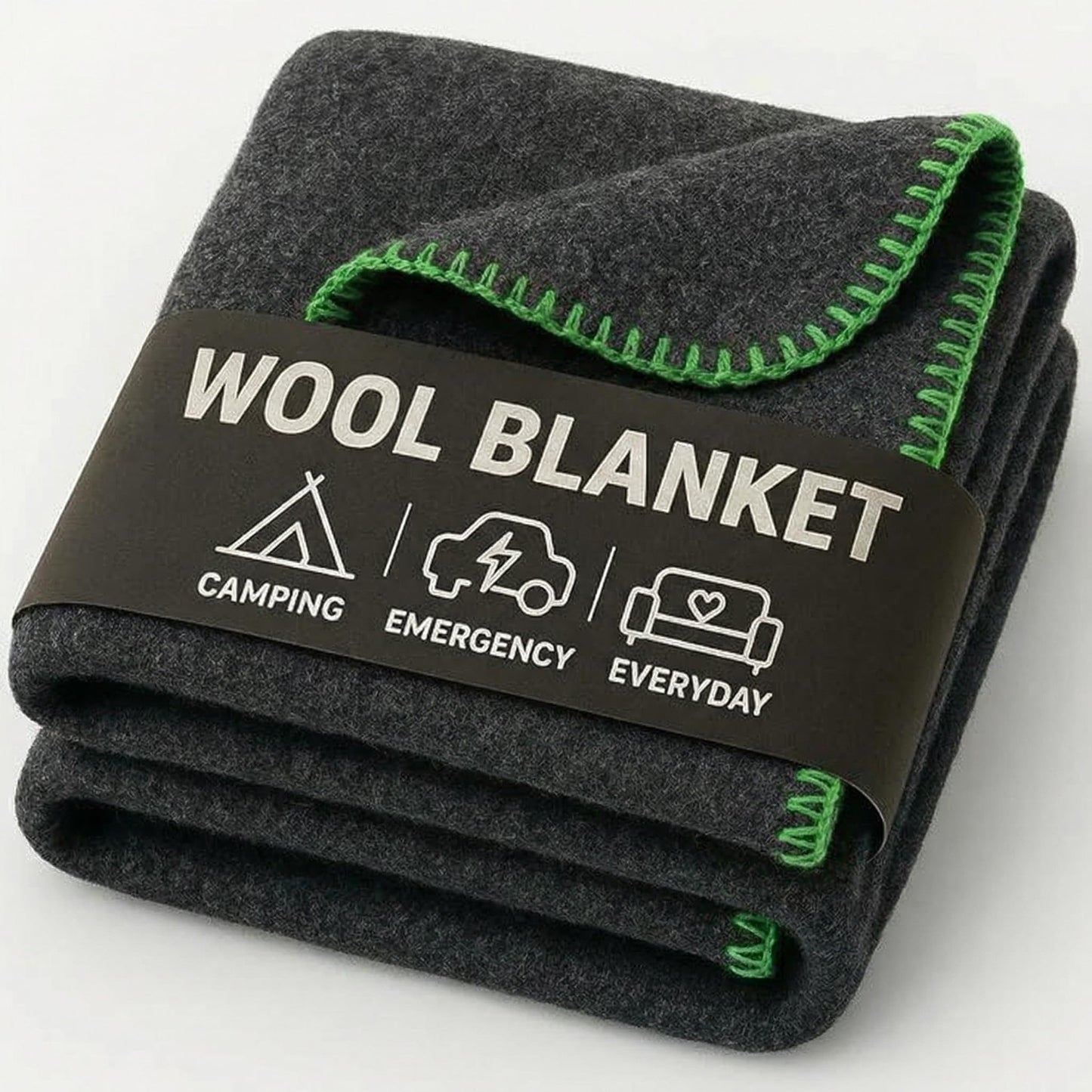 Wool Camping Blanket - 70% Wool Heavy-Duty Military Style Throw, Warm & Washable, Fire Retardant Cover for Emergency, Survival & Outdoor Use - Perfect for Camping, Car, Home & Hiking, Grey 62x84
