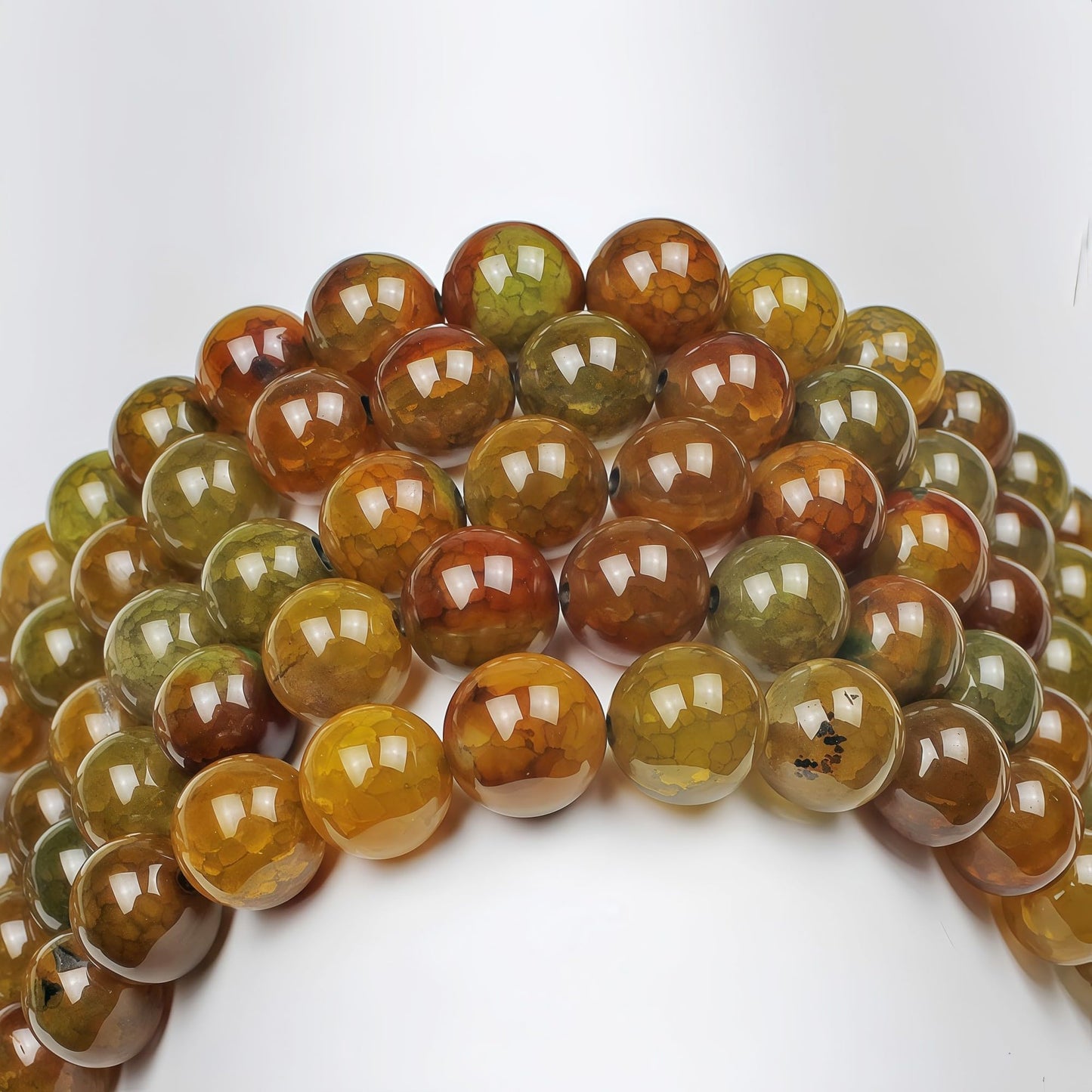 MJDCB Natural Ancient Crack Agate Beads Yellow Dragon veined Stripe Agate Round Stone Beads for DIY Necklace Bracelat Jewelry Making 15" (6mm)