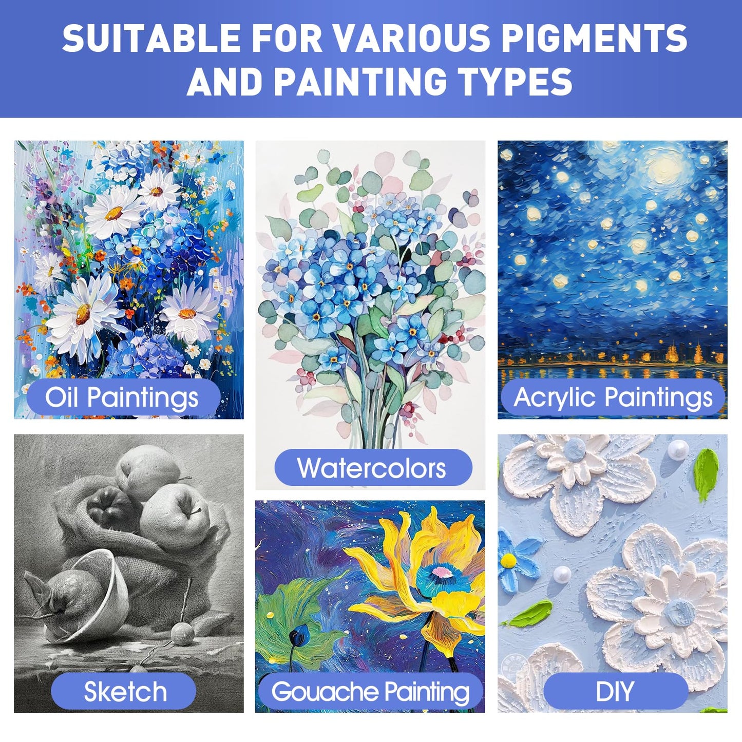 FUMILE 16x20 Canvas for Painting Stretched, 8 Pack Canvases for Painting-5/8 in Profile Primed White Blank Painting Canvas Value Pack for Oil & Acrylic Paint