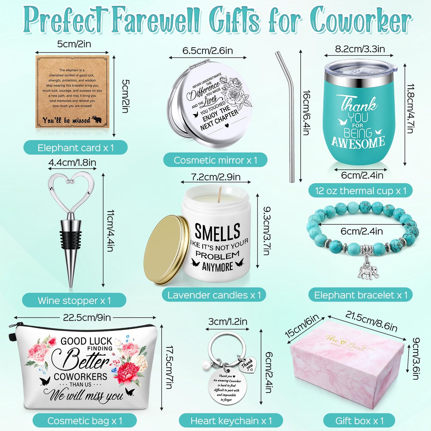 Perthlin 11 Pcs Farewell Gifts for Coworkers Women New Beginning Going Away Goodbye Gift Basket for Female Lady Boss Leaving(New Job,Blue)