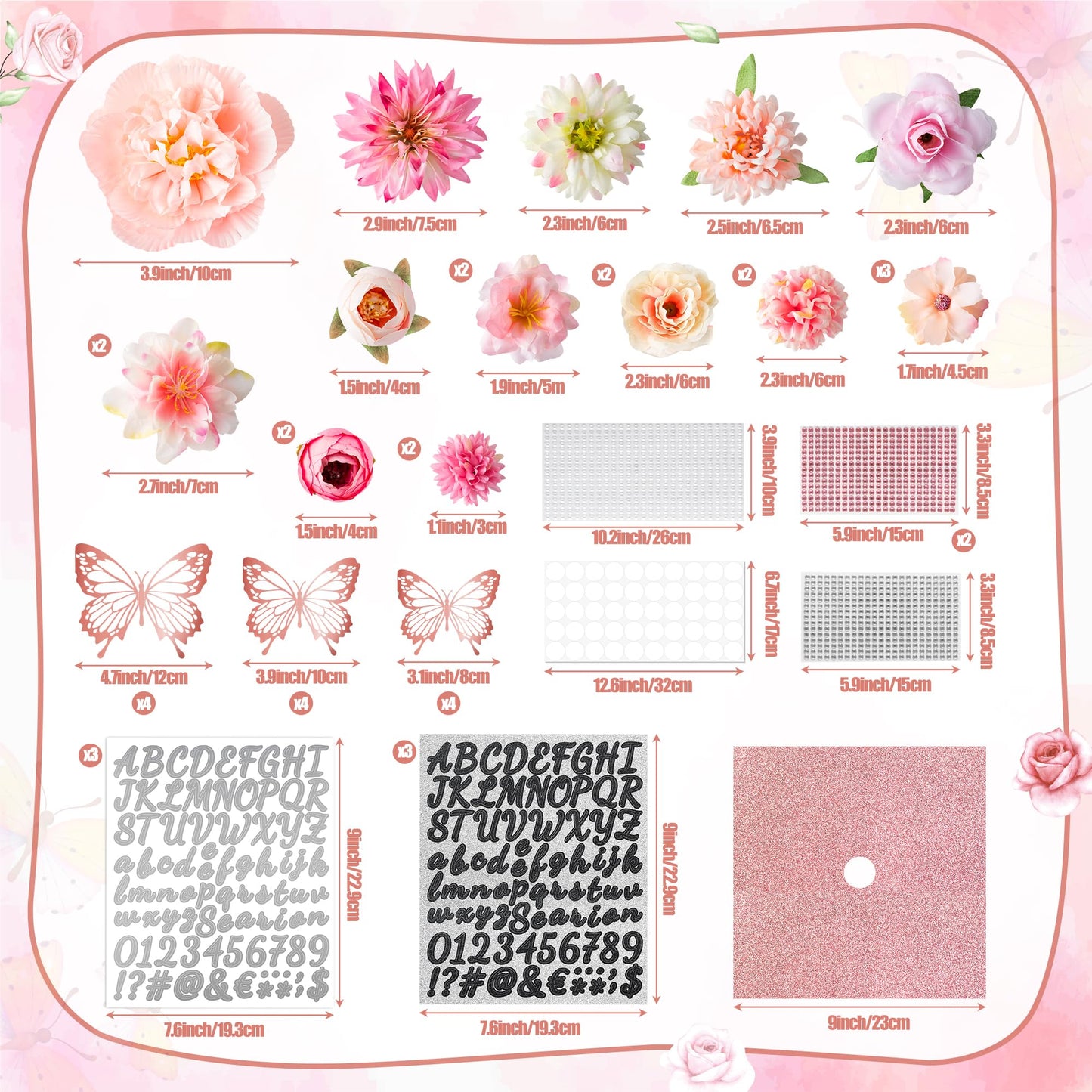 WATINC Graduation Cap Decorations Kit - Class of 2026 DIY Grad Hairband Cap with 3D Butterfly Flowers Rhinestones Pearl Letter Stickers, for Hat Topper Crafts School Class Party Supplies (Rose Gold)