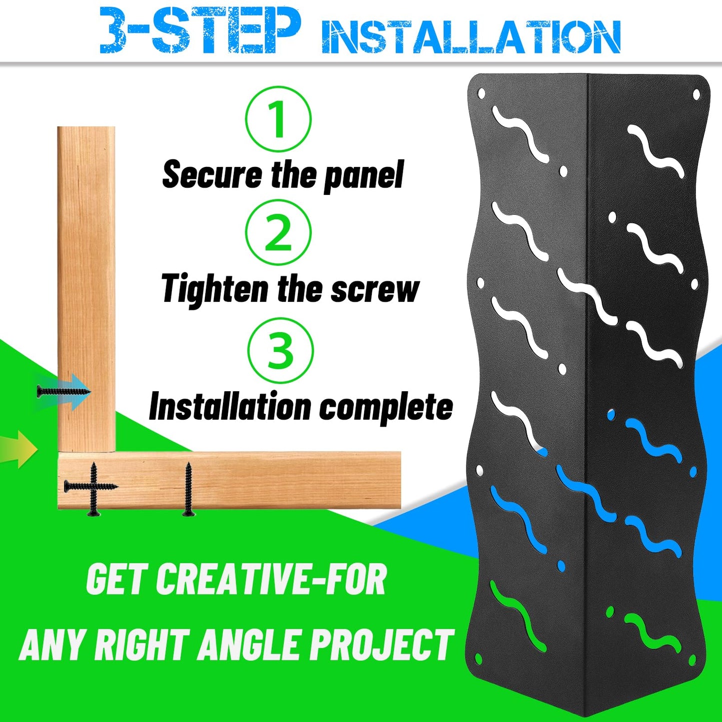 Set of 8 Raised Bed Edging Bracket,Corner Brackets with Wood Screws, Rust Resistant Metal Connectors 11" x 3" x 3" for 20"-24" Beds, Raised Bed Corners for Vegetable Planter Garden Matte Black