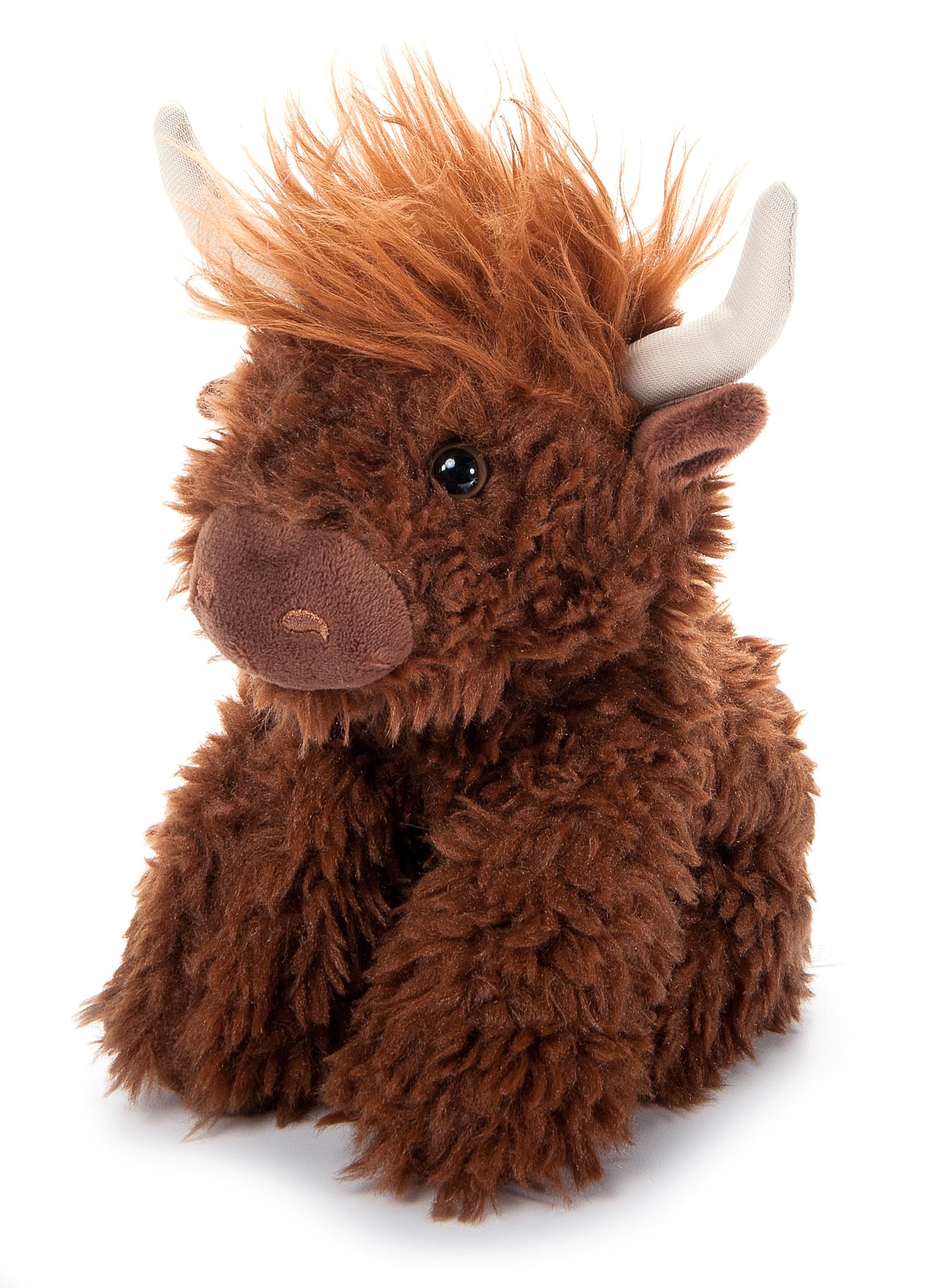 The Petting Zoo Highland Cow Plushie Stuffed Animal, Gifts for Kids, Wild Onez Wildlife Animals, Brown Cow Plush Toy, 9 inches