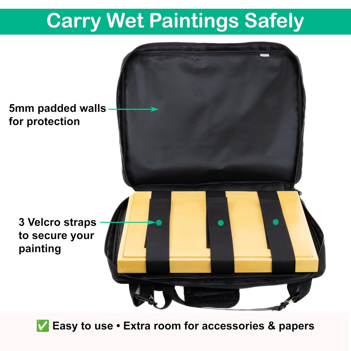 PLEINLY Wet Panel Carrier – 16×12” Wooden Frame with Carry Bag for Watercolor, Oil & Acrylic Paintings – Fits Sketchbooks, Loose Paper, Blocks, Panels & Canvases – Portable Plein Air Painting System