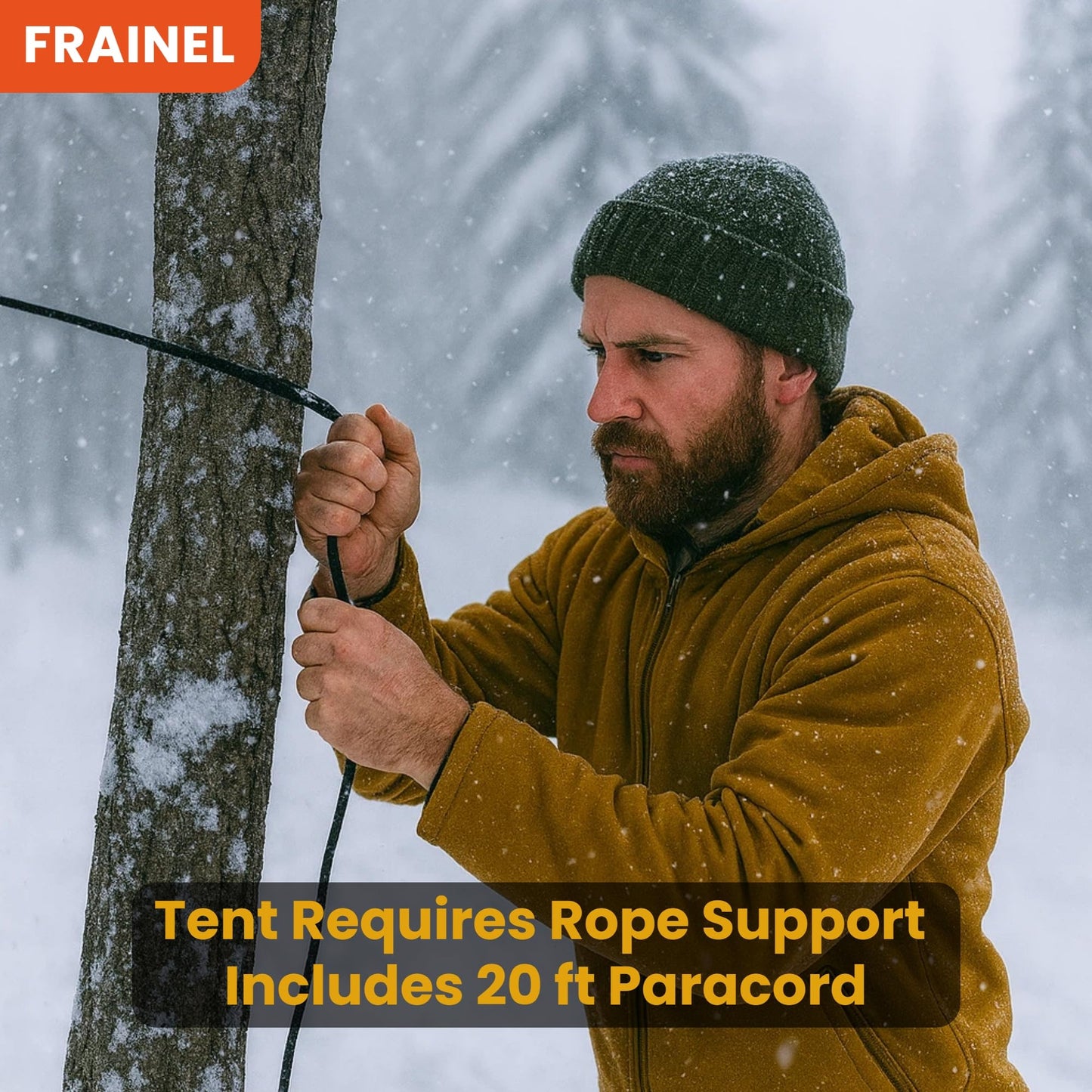 FRAINEL Pocket Emergency Survival Tent. Snow Life Thermal Shelter. Tube Tarp. Army Green Tough Guy Style. Storage Bag with Whistle and Paracord. for Camping, Hiking, Outdoor, Vehicle First Aid Kit