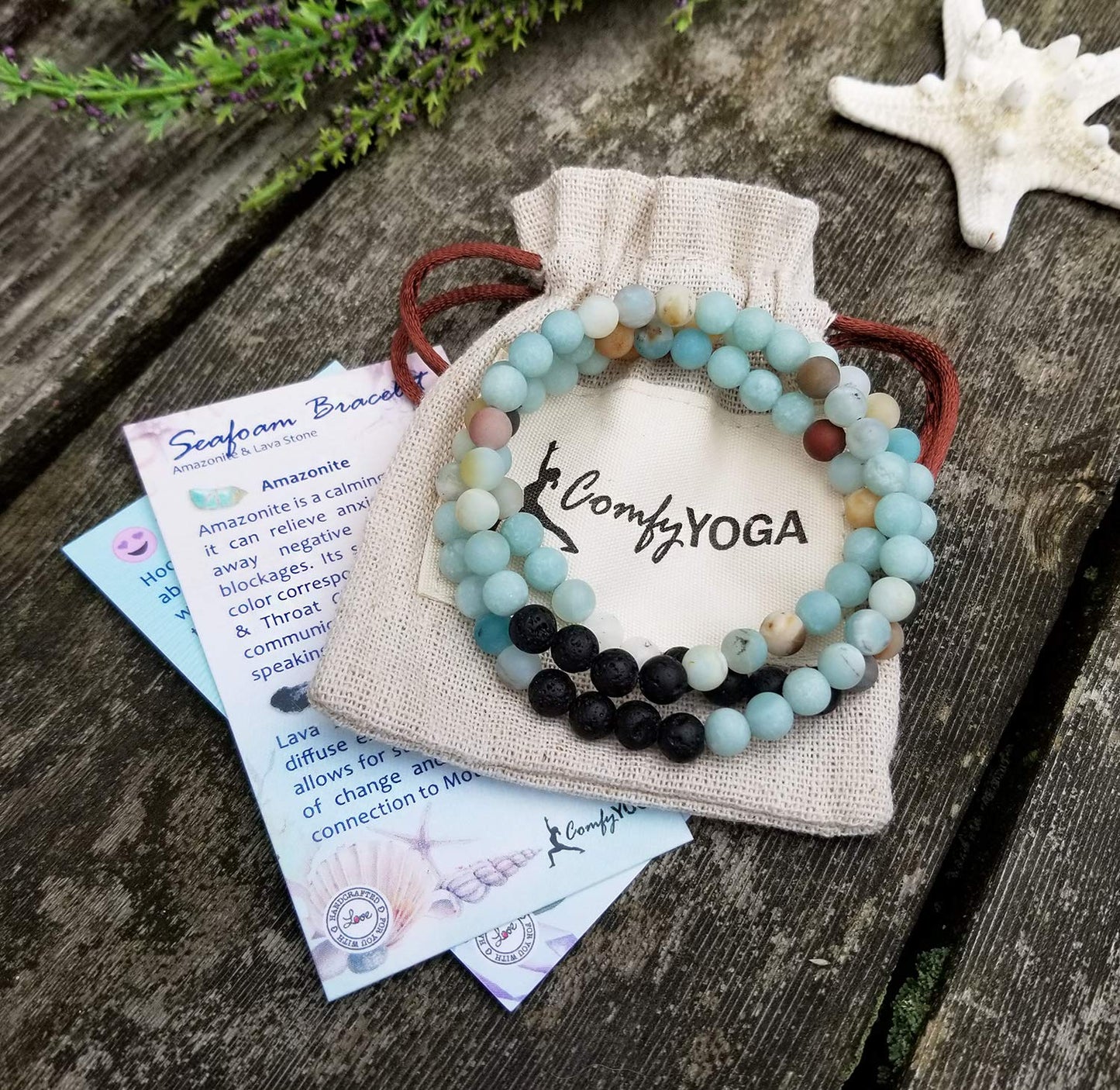 Comfy Yoga - Essential Oil Bracelet - Aromatherapy Bracelet - Lava Stone Bracelet or Necklace - Handmade Yoga Jewelry - Oil Diffuser - Gift for Women (Seafoam)