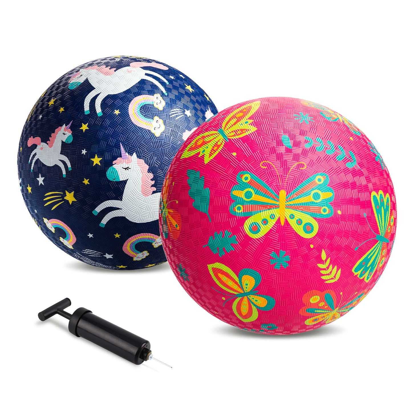 ZOOJOY Pack of 2 Cartoon Playground Balls for Kids 1-6, 6 Inch Rubber Balls for Dodgeball, Rubber Bouncy Kickball, Indoor & Outdoor Game Gaga Balls for Boys Girls with Pump