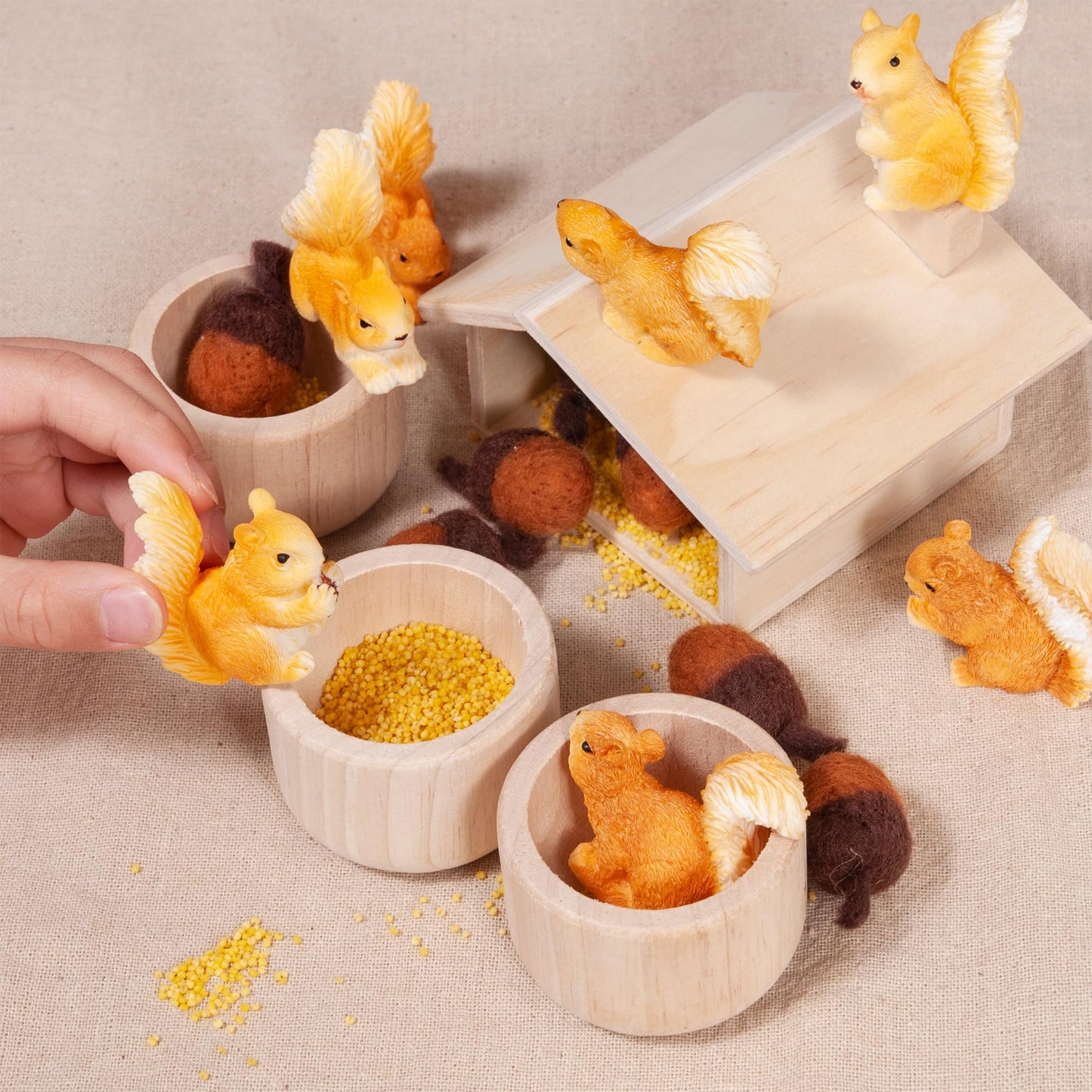 Sensory Bin Toys for Toddlers Montessori Toys, Waldorf Toys, Pretend Play Dish and Tongs- Fine Motor Learning Toys for Sensory Table Activities