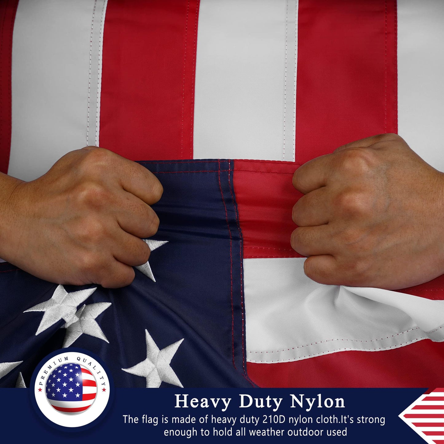 American Flag 3x5 Ft for Outside, Heavy Duty Nylon US Flags for High Wind Outdoor, Fade Resistant and Waterproof USA Flag with Embroidered Stars, Sewn Stripes, Brass Grommets